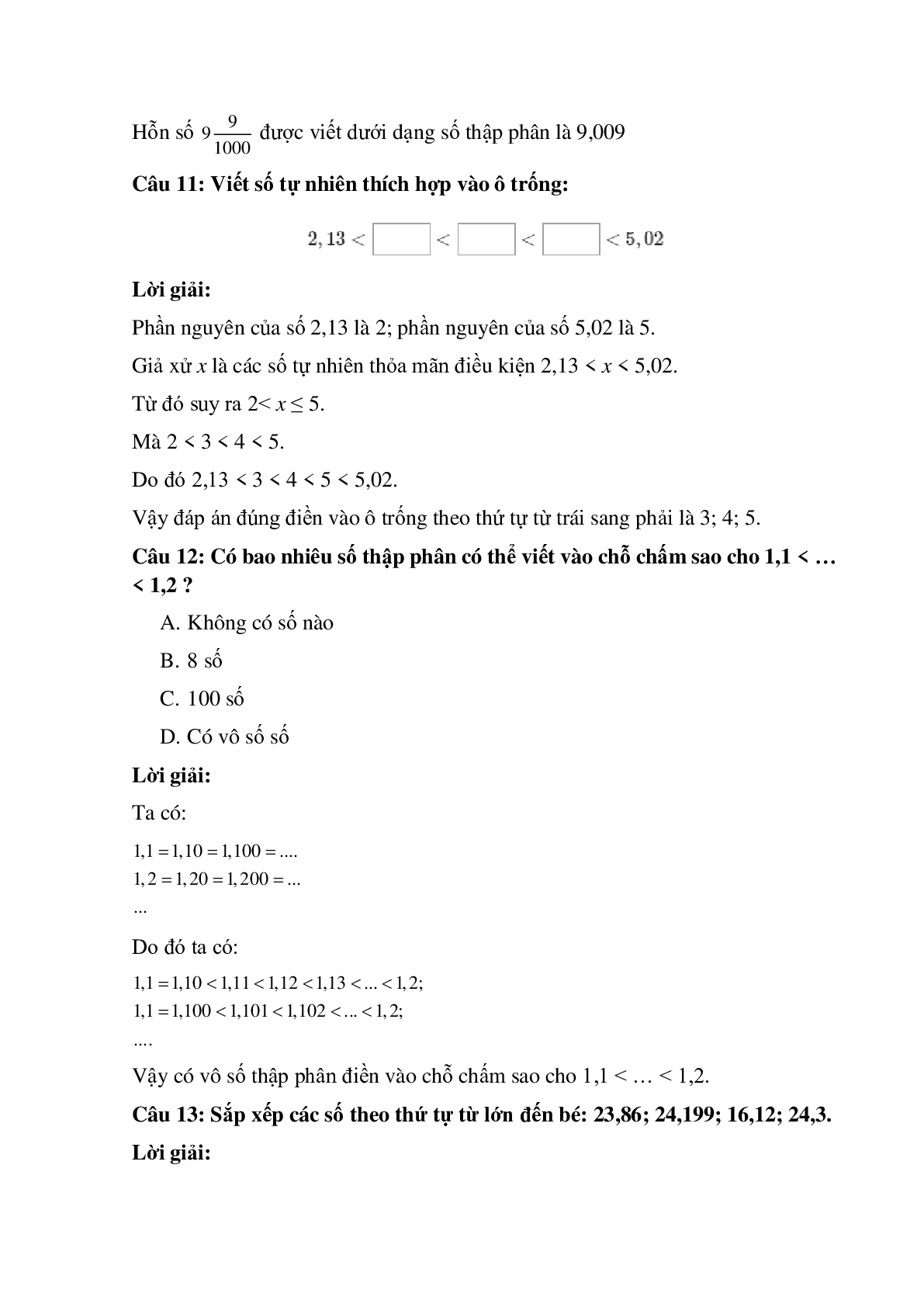 14 câu Trắc nghiệm Ôn tập về số thập phân có đáp án 2023 – Toán lớp 5 (trang 4)