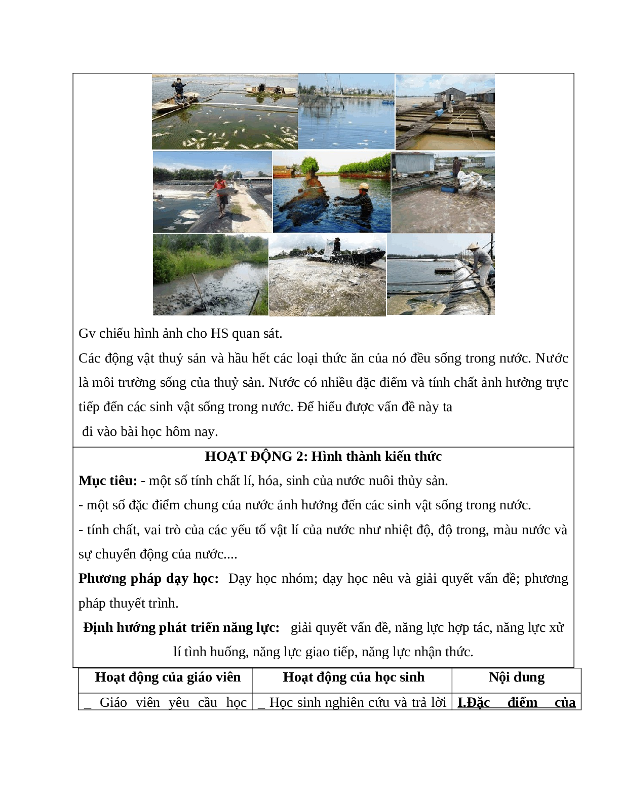 Giáo án Công Nghệ 7 Bài 50: Môi trường nuôi thủy sản mới nhất - CV5512 (trang 3)