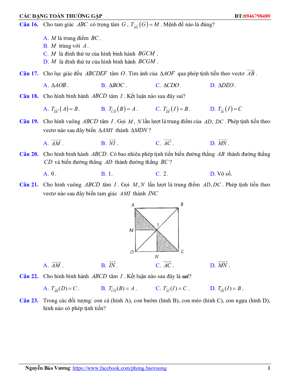 Các dạng toán phép dời hình và phép đồng dạng trong mặt phẳng (trang 3)