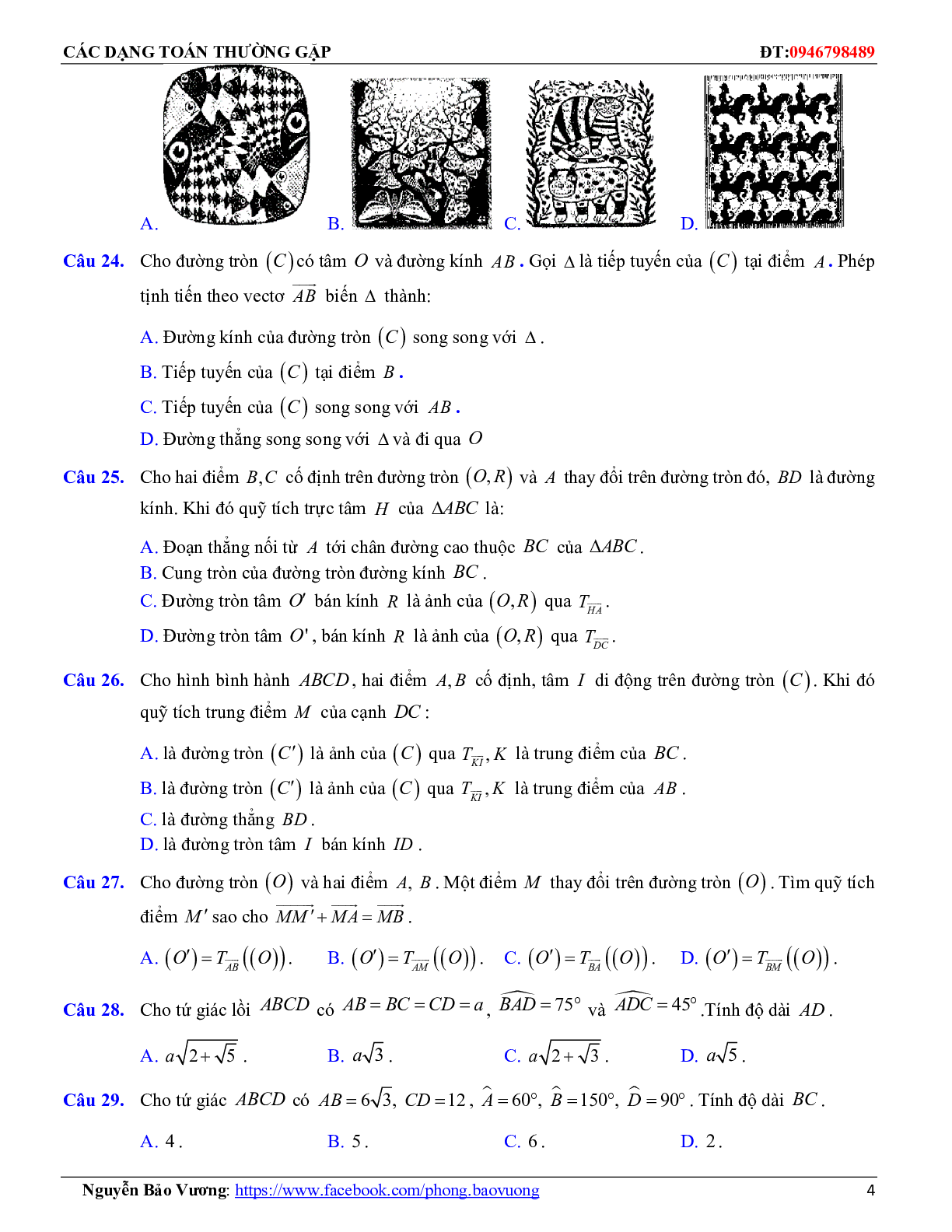 Các dạng toán phép dời hình và phép đồng dạng trong mặt phẳng (trang 4)