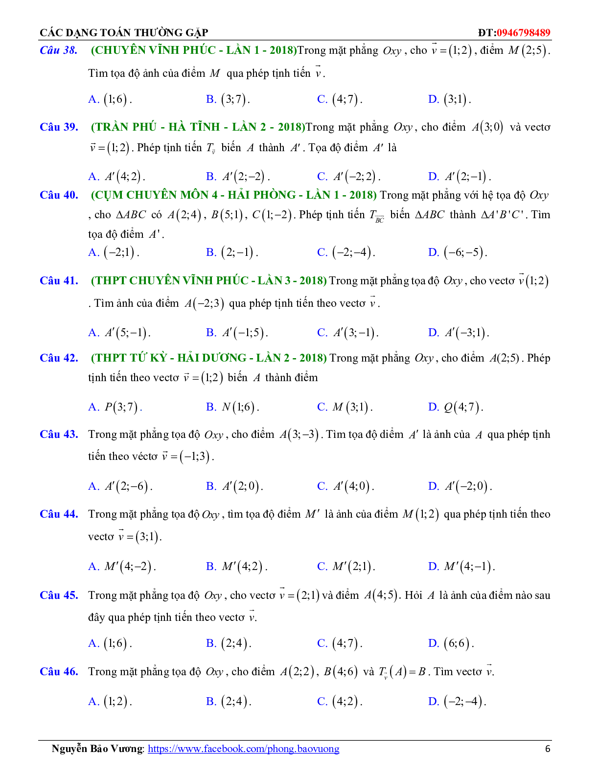Các dạng toán phép dời hình và phép đồng dạng trong mặt phẳng (trang 6)