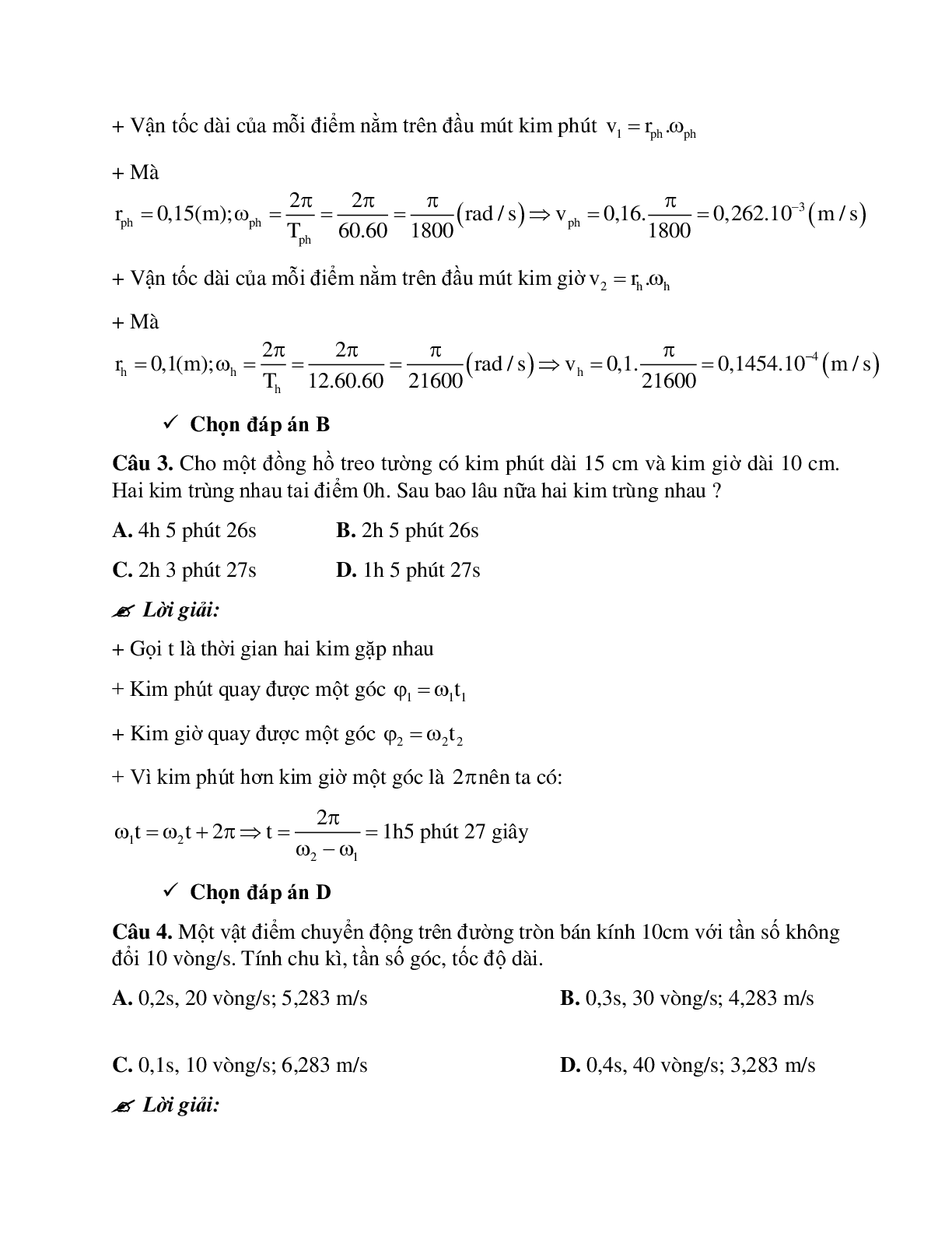 Phương pháp giải và bài tập về Bài toán về chuyển động tròn đều có đáp án (trang 2)