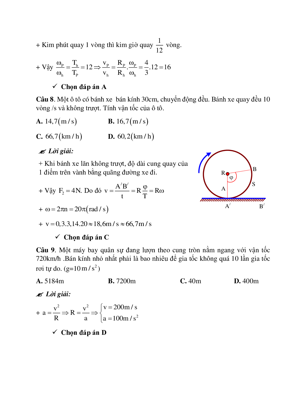 Phương pháp giải và bài tập về Bài toán về chuyển động tròn đều có đáp án (trang 9)