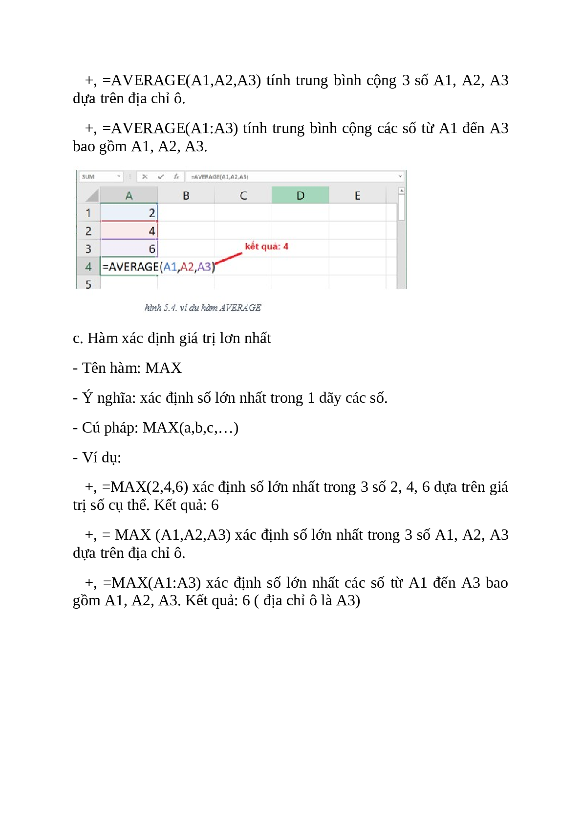 Tin học 7 Bài 4 (Lý thuyết và trắc nghiệm): Sử dụng các hàm để tính toán (trang 4)