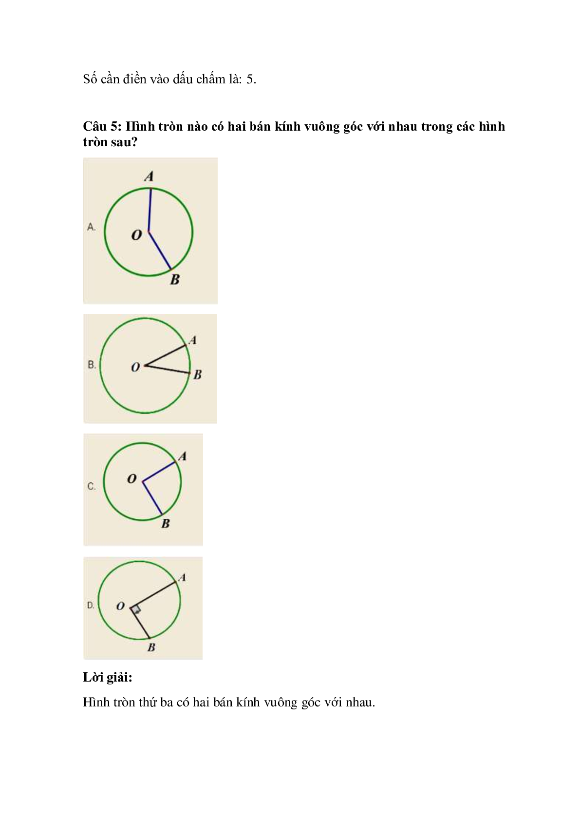 Trắc nghiệm Hình tròn, tâm, đường kính, bán kính có đáp án – Toán lớp 3 (trang 3)
