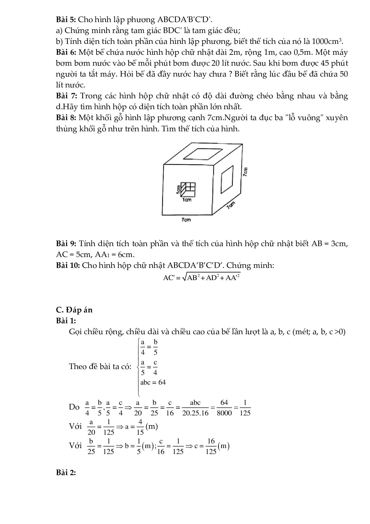 Chuyên đề Hình hộp chữ nhật môn Toán lớp 8 (trang 2)