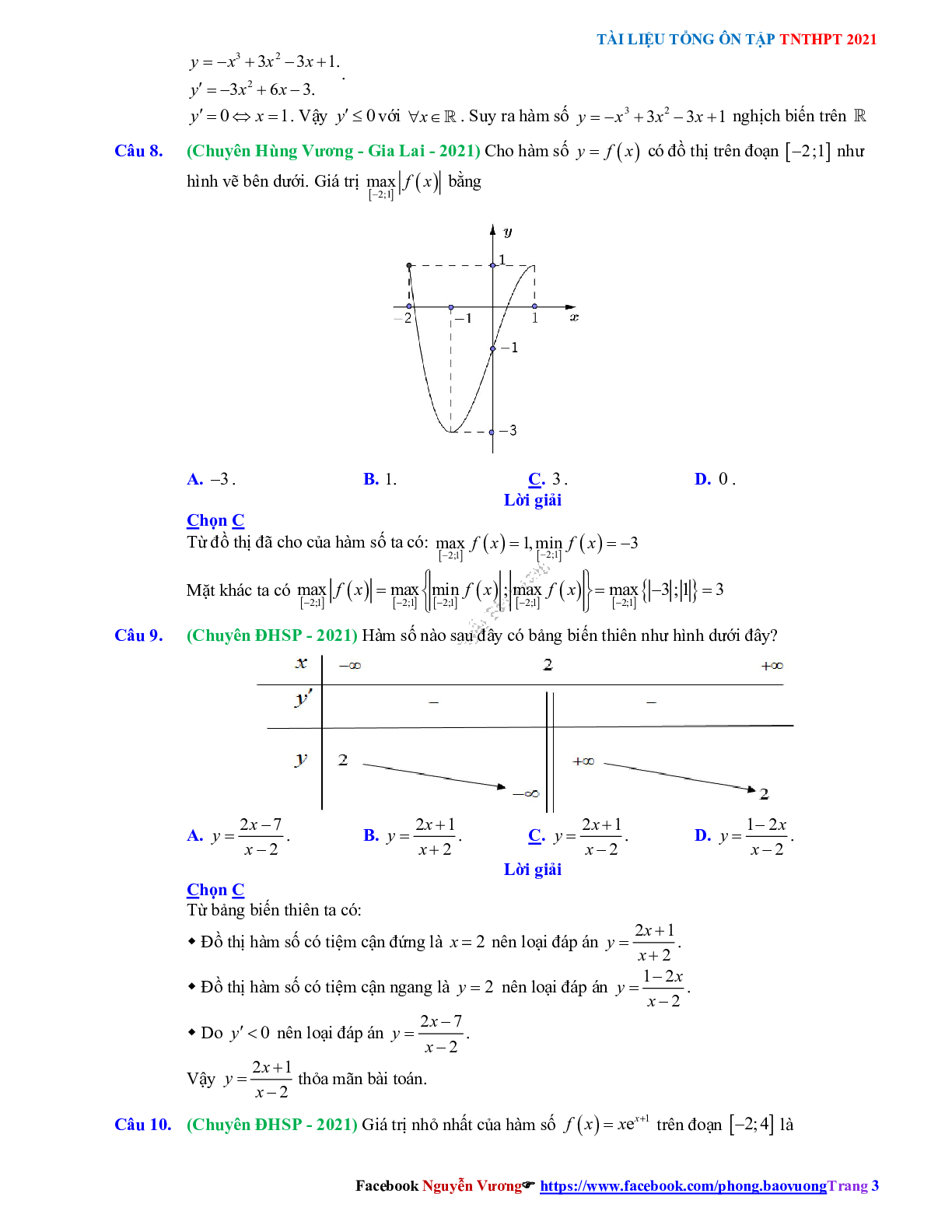 Chuyên đề Khảo sát hàm số - mức độ thông hiểu có đáp án môn Toán lớp 12 (trang 3)
