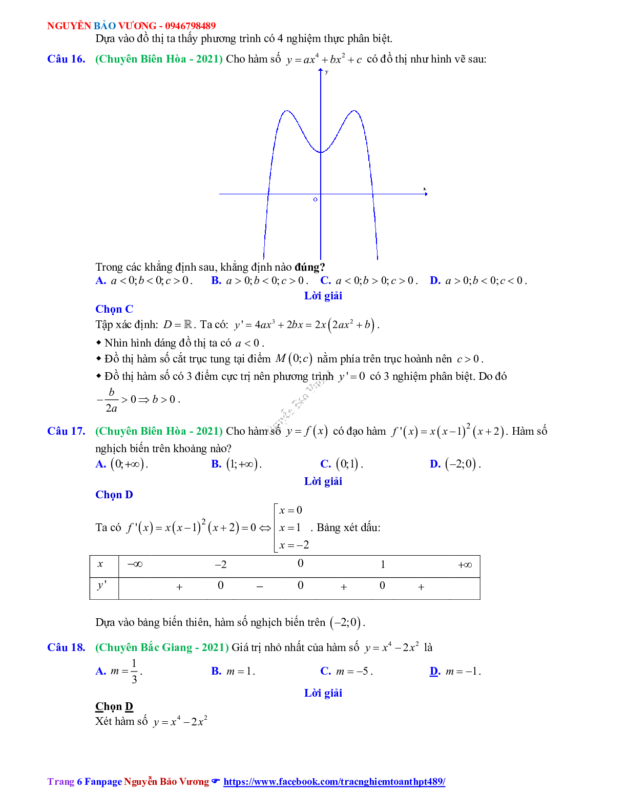 Chuyên đề Khảo sát hàm số - mức độ thông hiểu có đáp án môn Toán lớp 12 (trang 6)