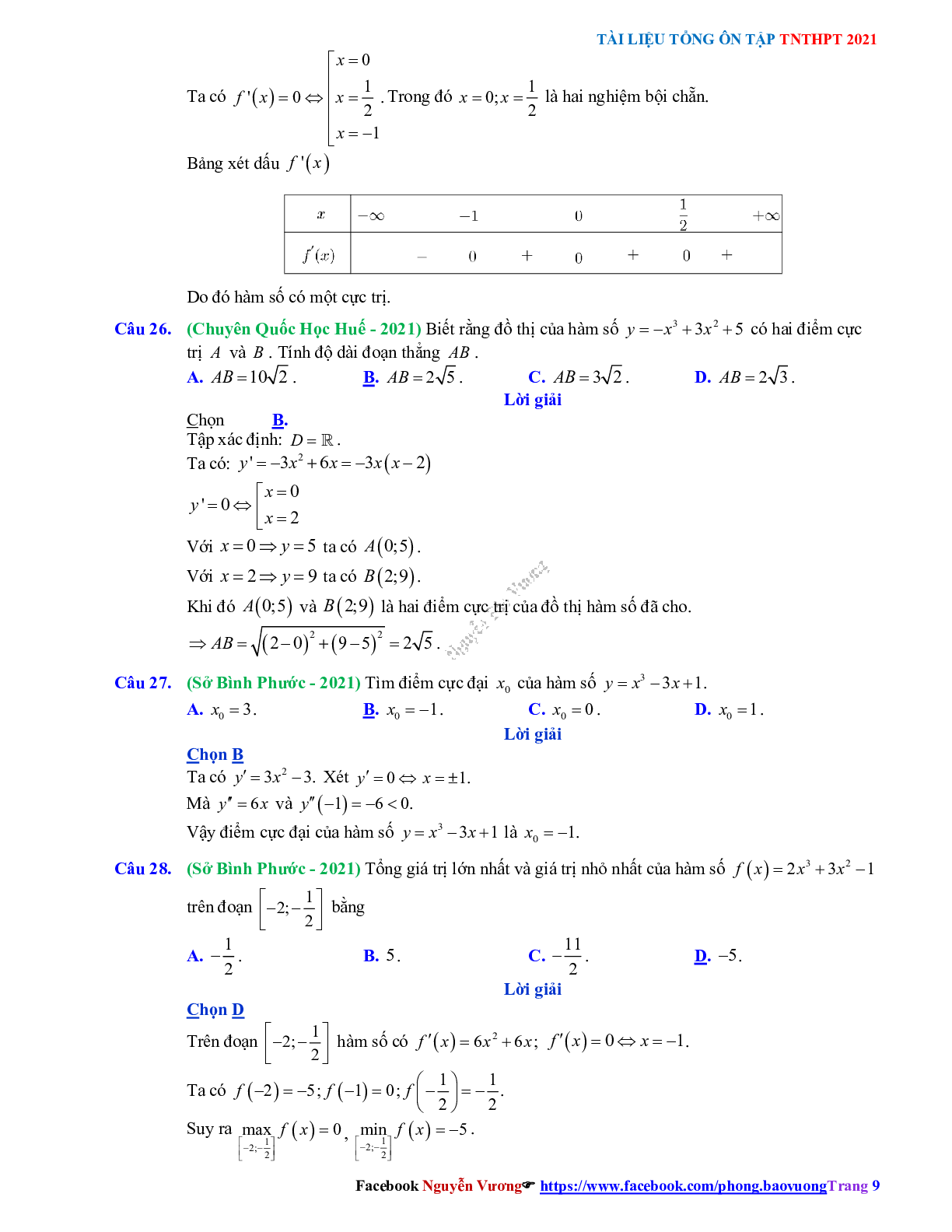 Chuyên đề Khảo sát hàm số - mức độ thông hiểu có đáp án môn Toán lớp 12 (trang 9)