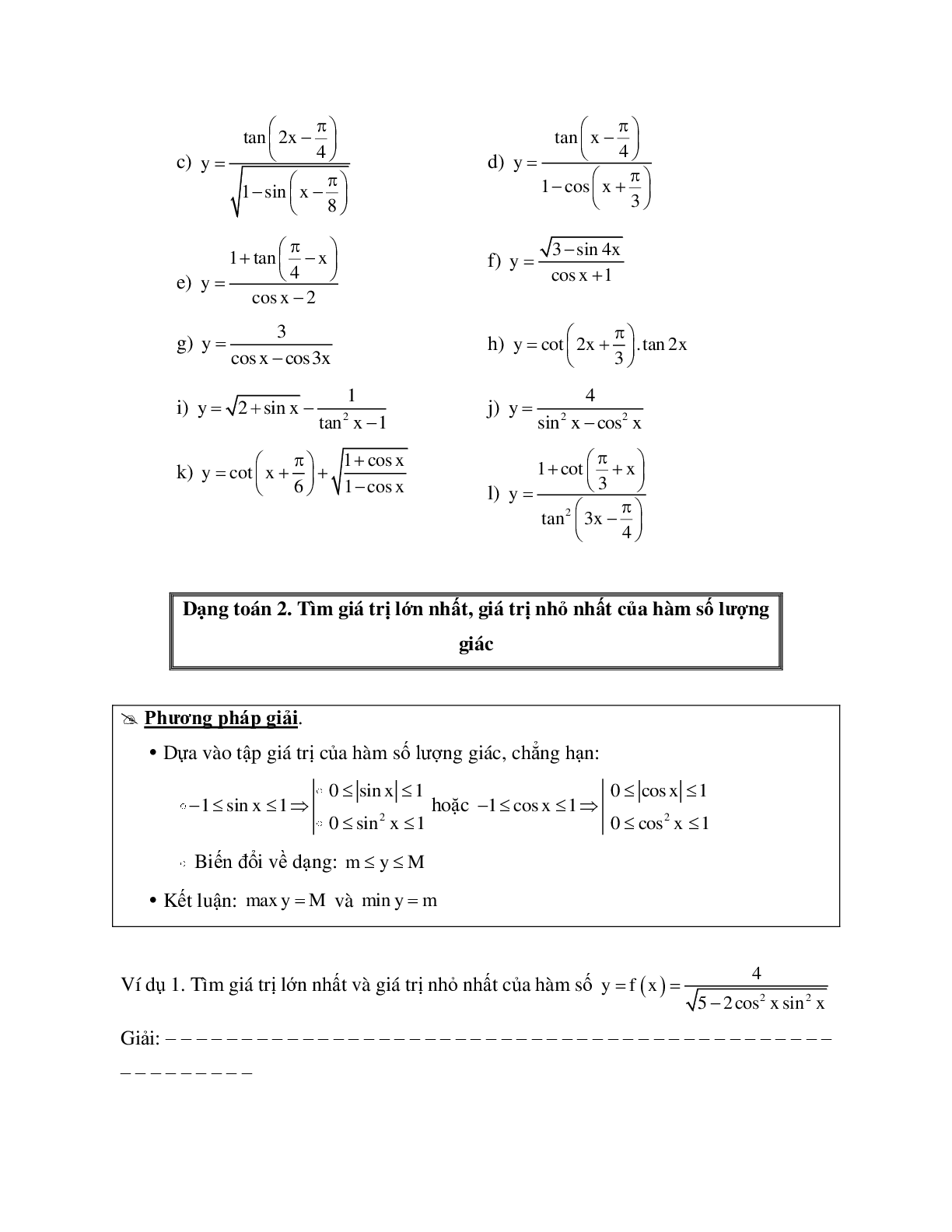 Phương pháp giải về hàm số lượng giác 2023 (lý thuyết và bài tập) (trang 8)