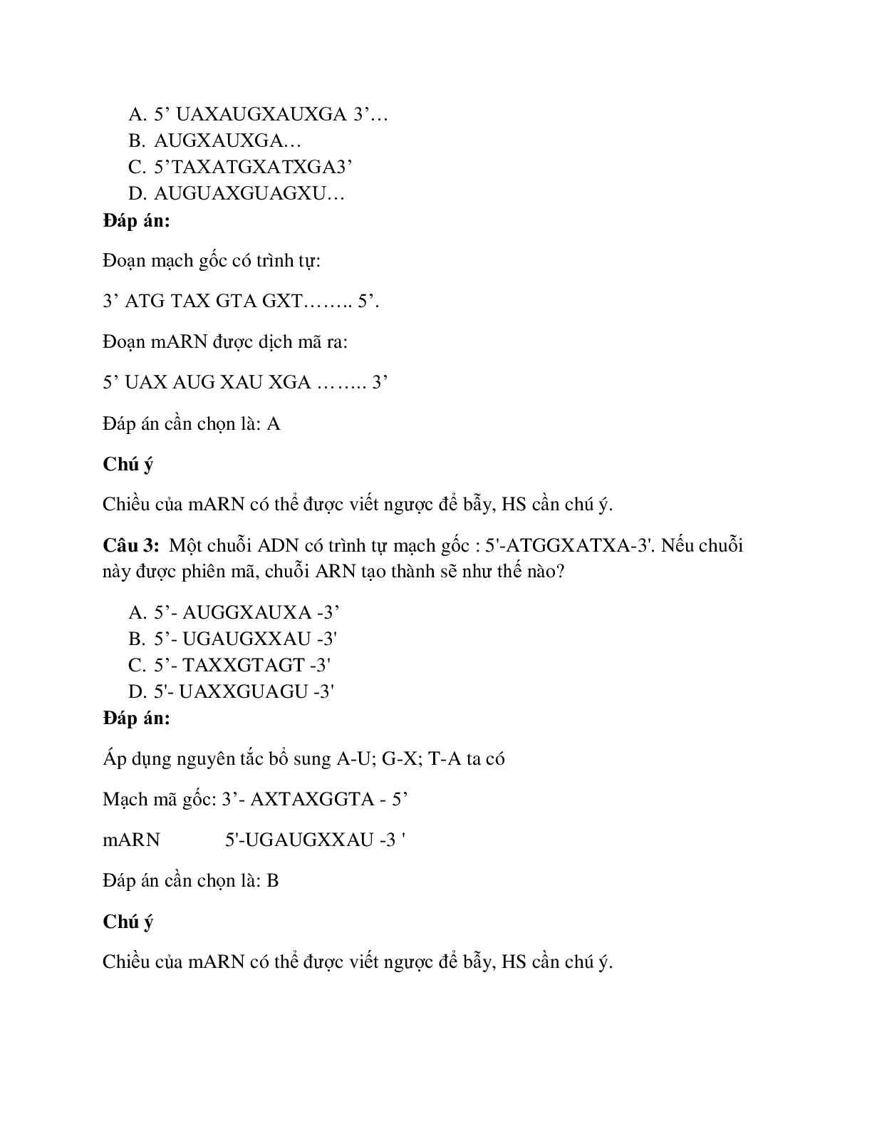 43 câu Trắc nghiệm Sinh học lớp 12 Bài 2 có đáp án 2023: Các dạng bài tập về quá trình phiên mã (trang 2)