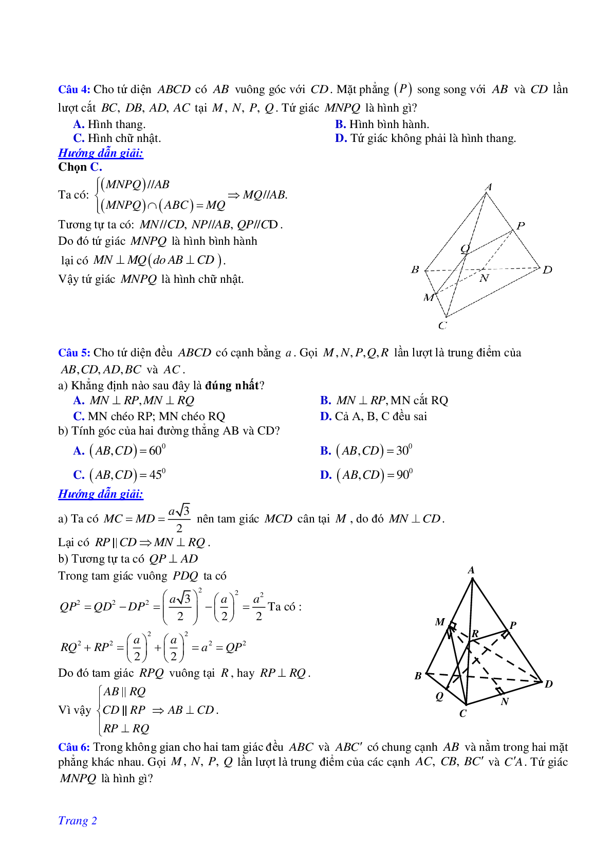 Phương pháp giải và bài tập về Cách chứng minh hai đường thẳng vuông góc (trang 2)