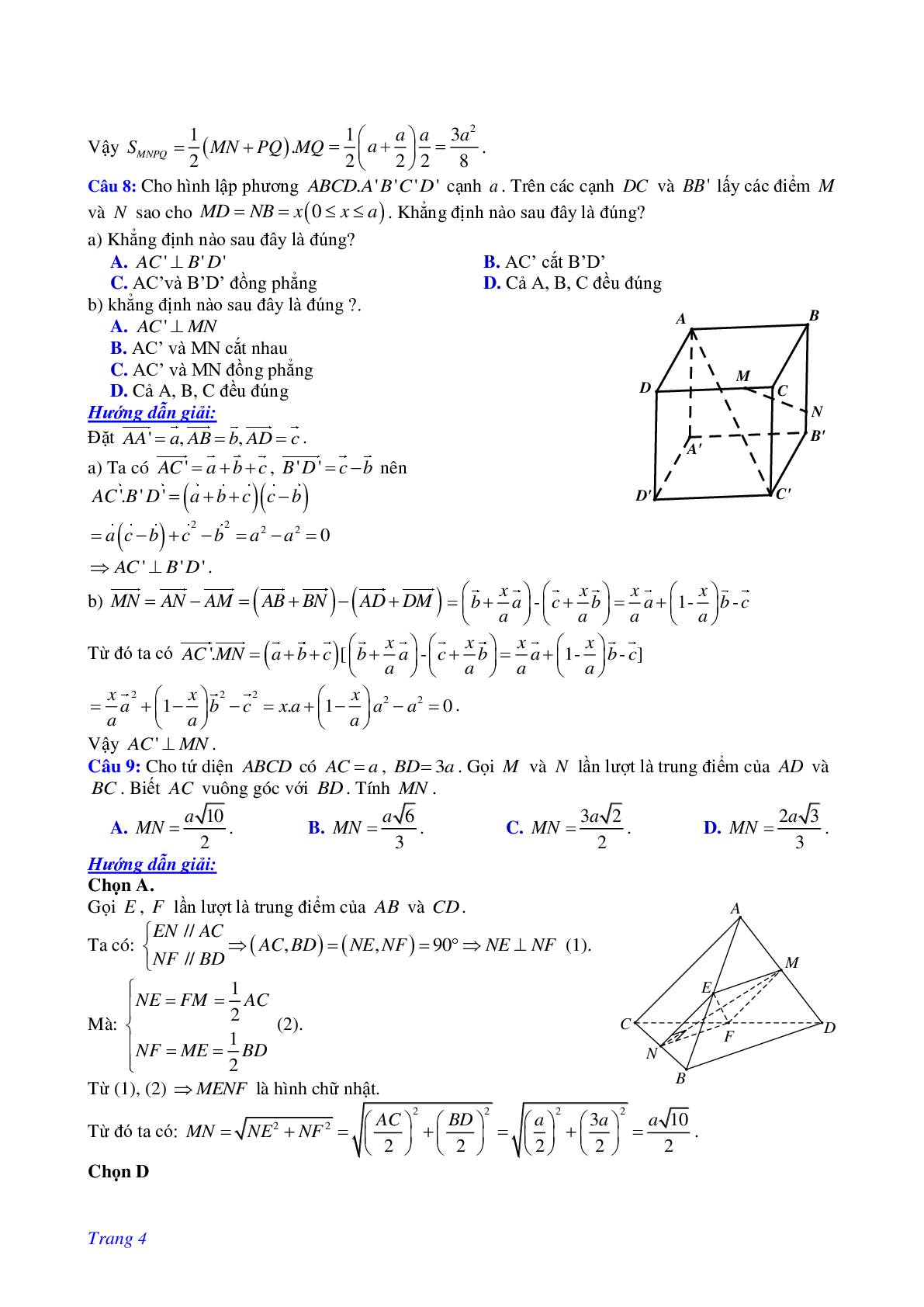 Phương pháp giải và bài tập về Cách chứng minh hai đường thẳng vuông góc (trang 4)