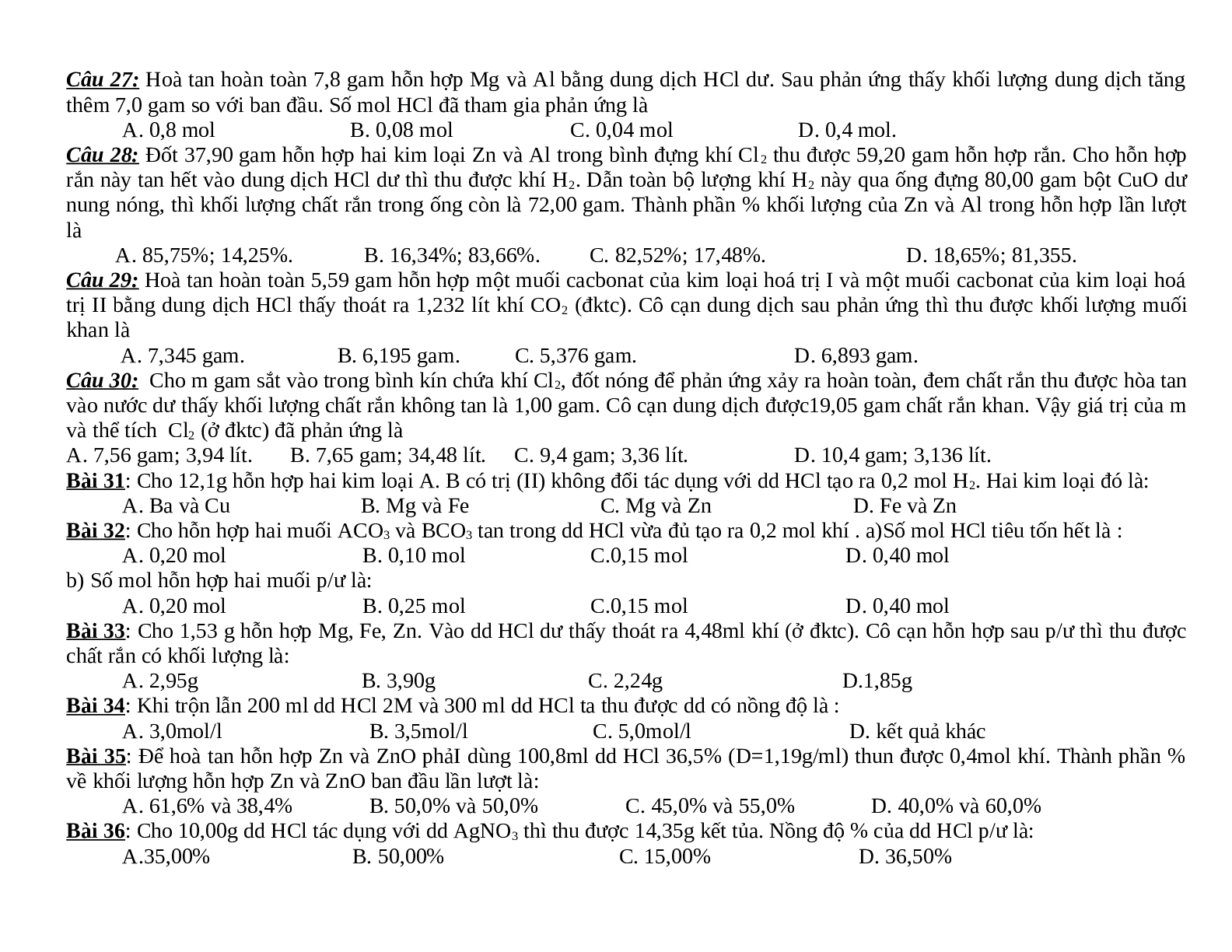 Tuyển chọn 54 câu trắc nghiệm Halogen lớp 10 (trang 4)