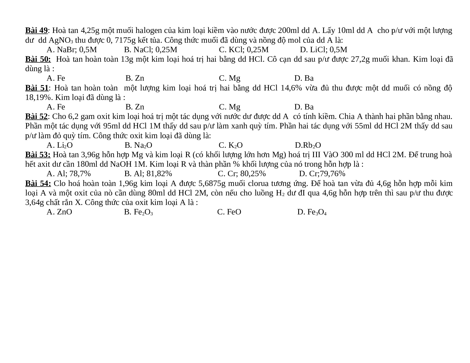 Tuyển chọn 54 câu trắc nghiệm Halogen lớp 10 (trang 6)
