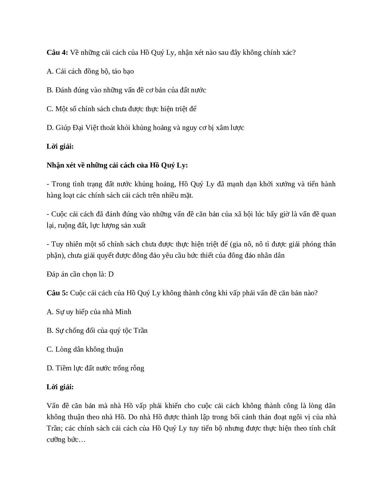 Lịch Sử 7 Bài 16 (Lý thuyết và trắc nghiệm): Sự suy sụp của nhà Trần cuối thế kỉ XIV (trang 7)