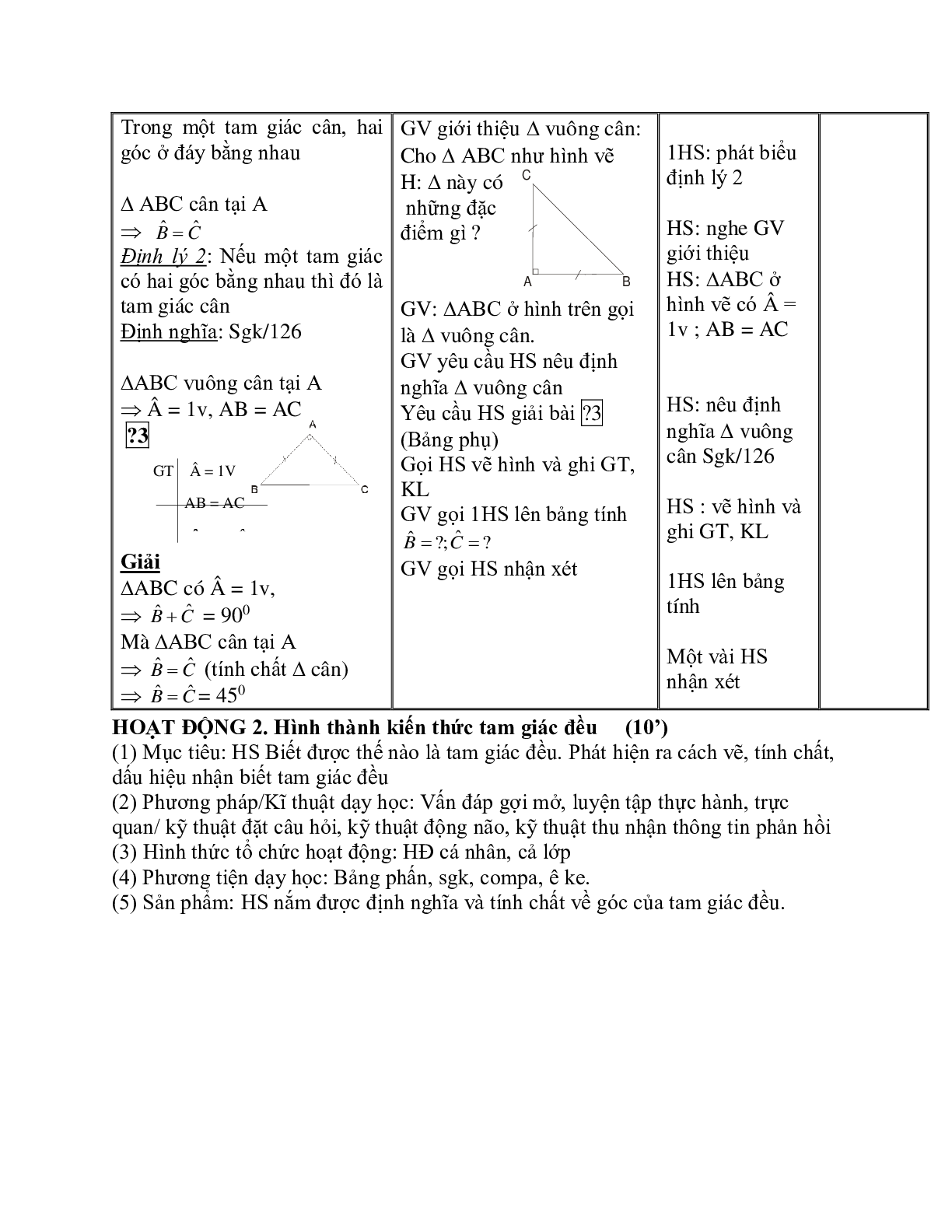 Giáo án Toán học 7 bài 6: Tam giác cân hay nhất (trang 4)