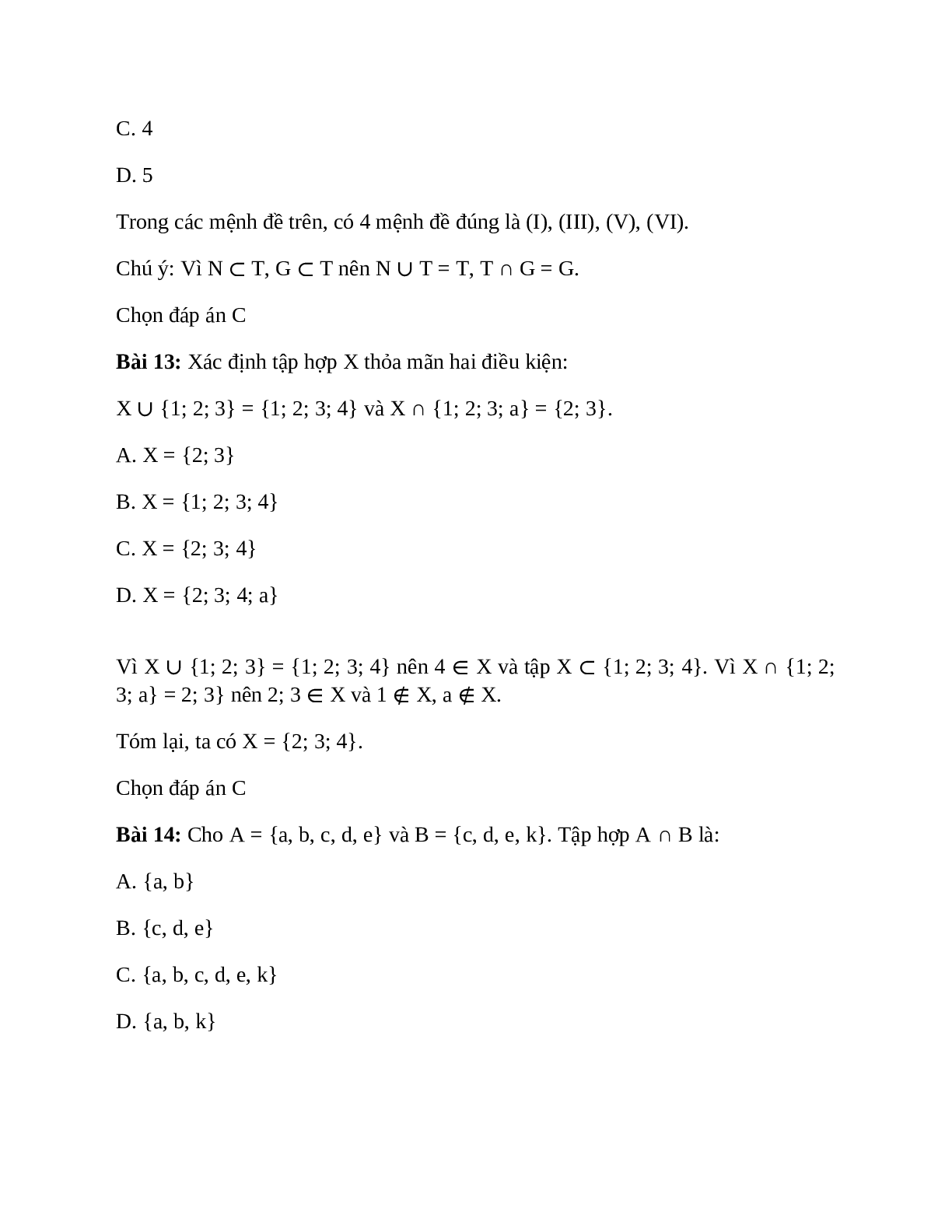 Trắc nghiệm Các phép toán tập hợp có đáp án – Toán lớp 10 (trang 8)