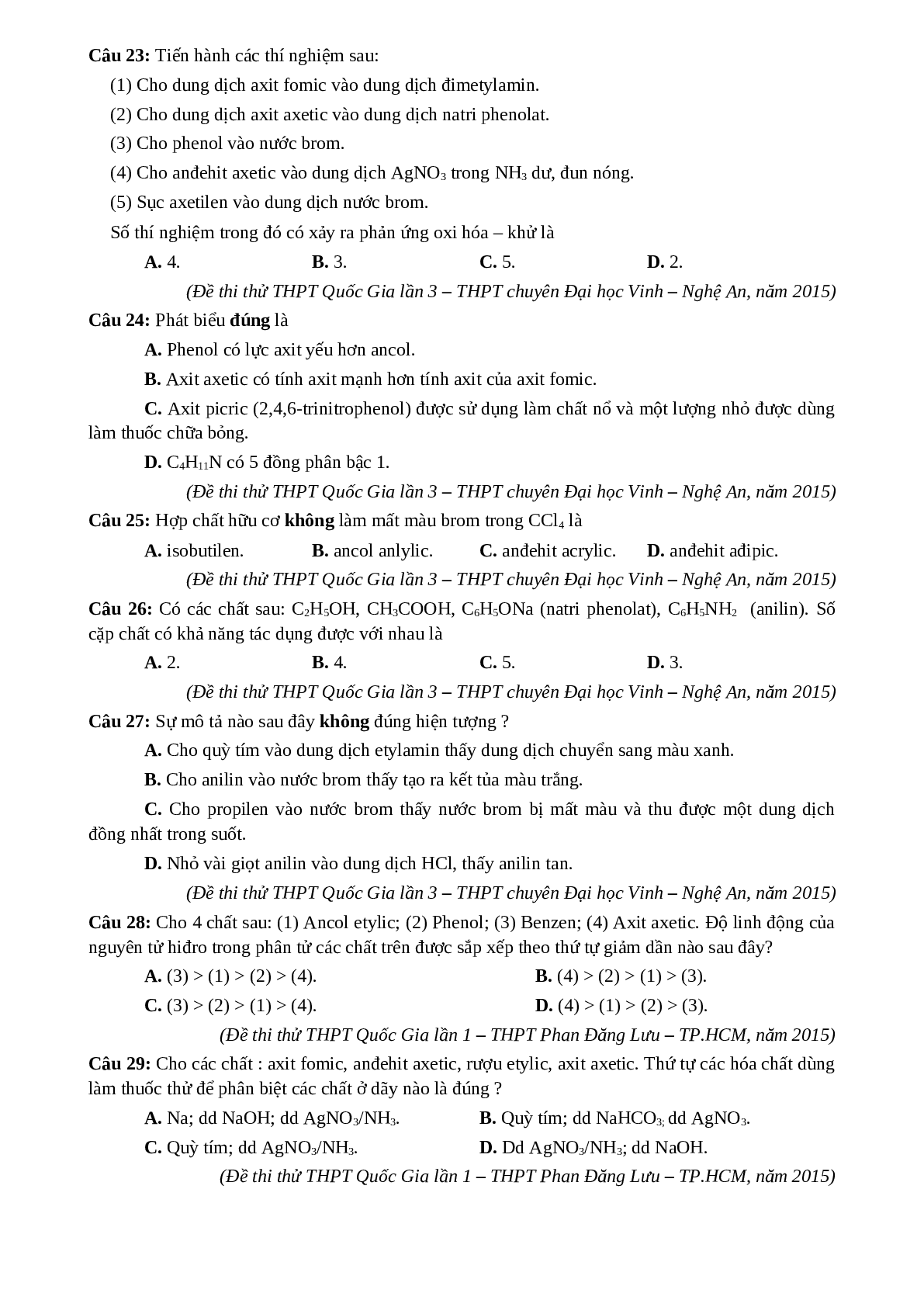 60 câu hỏi ôn tập kiến thức hữu cơ - Hoá Học lớp 12 (trang 4)