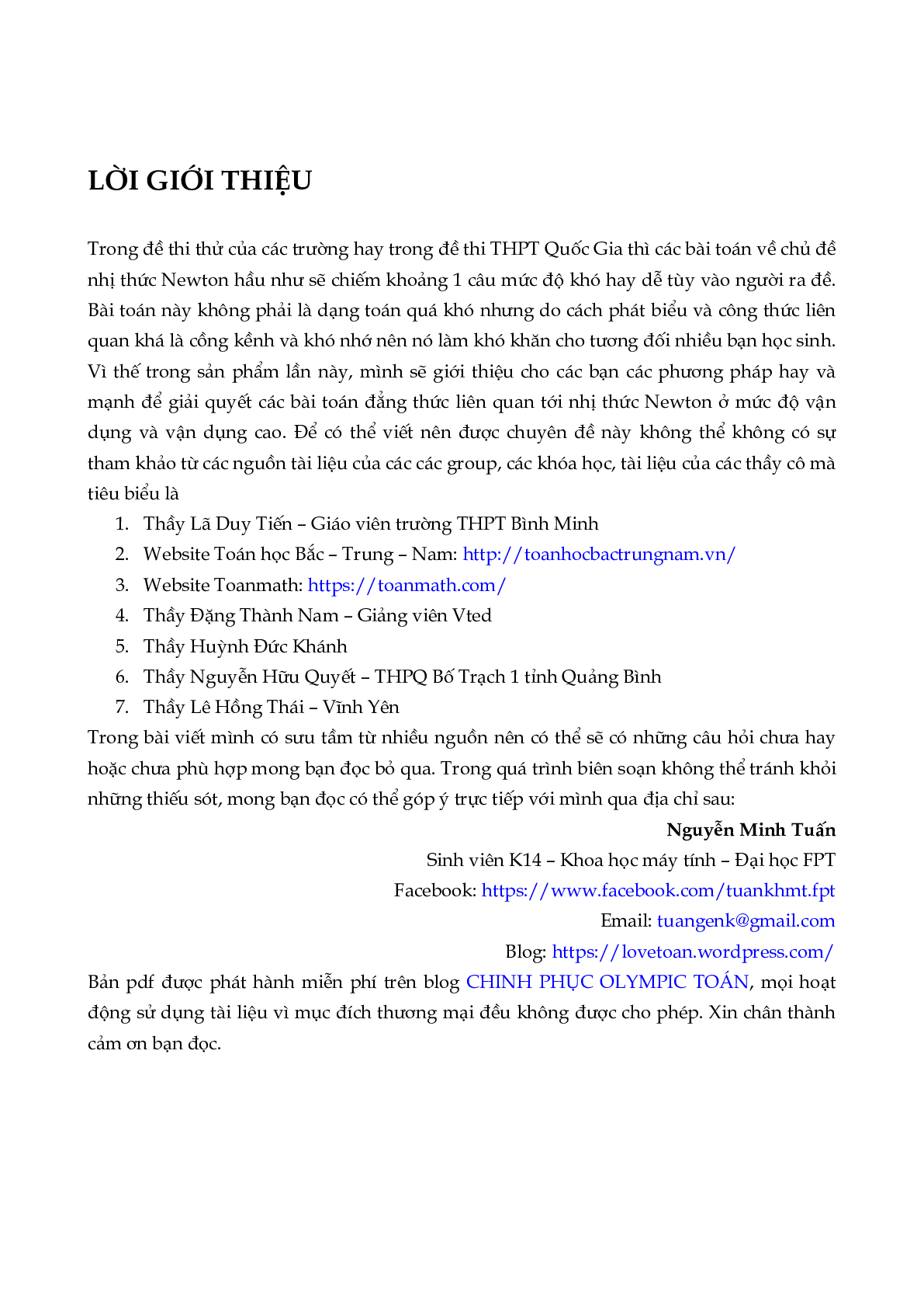 Bài tập nhị thức Niu-tơn vận dụng cao (trang 2)