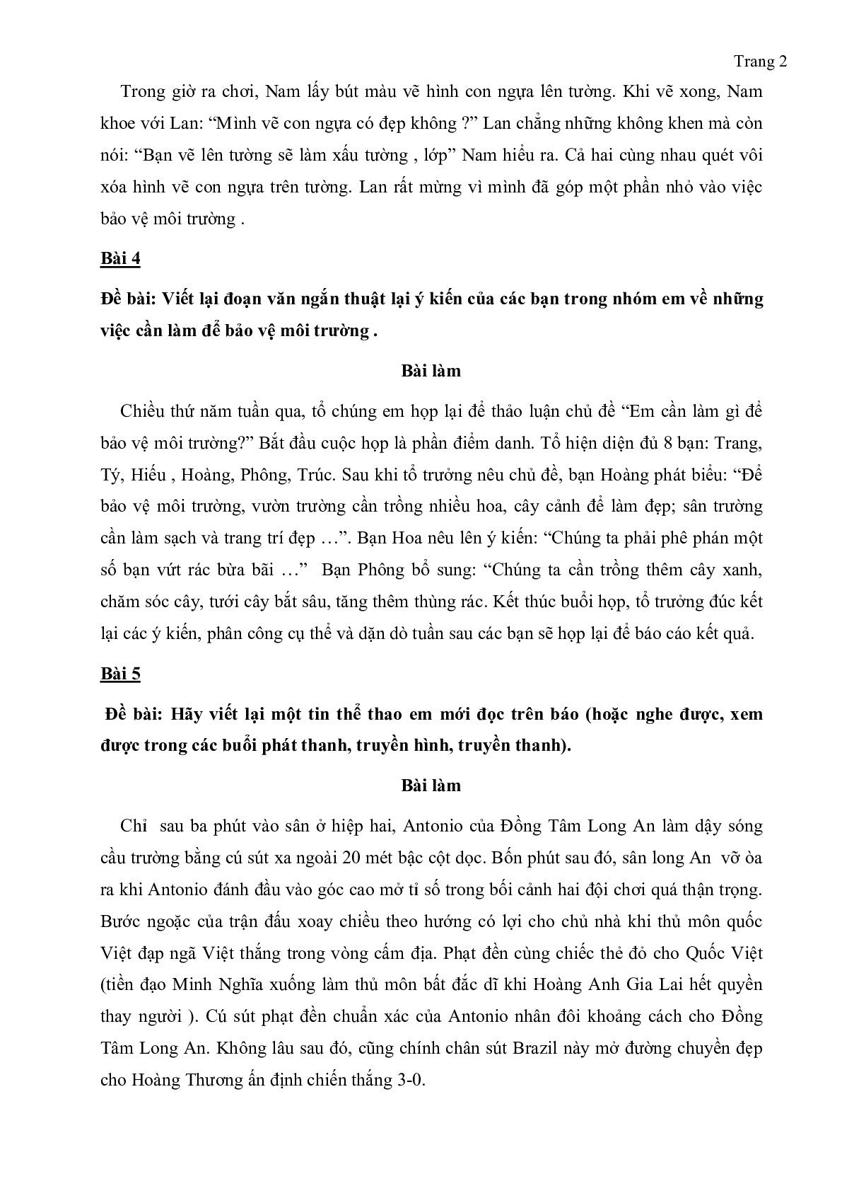 Top 50 bài văn mẫu môn Tiếng Việt lớp 3 (trang 2)