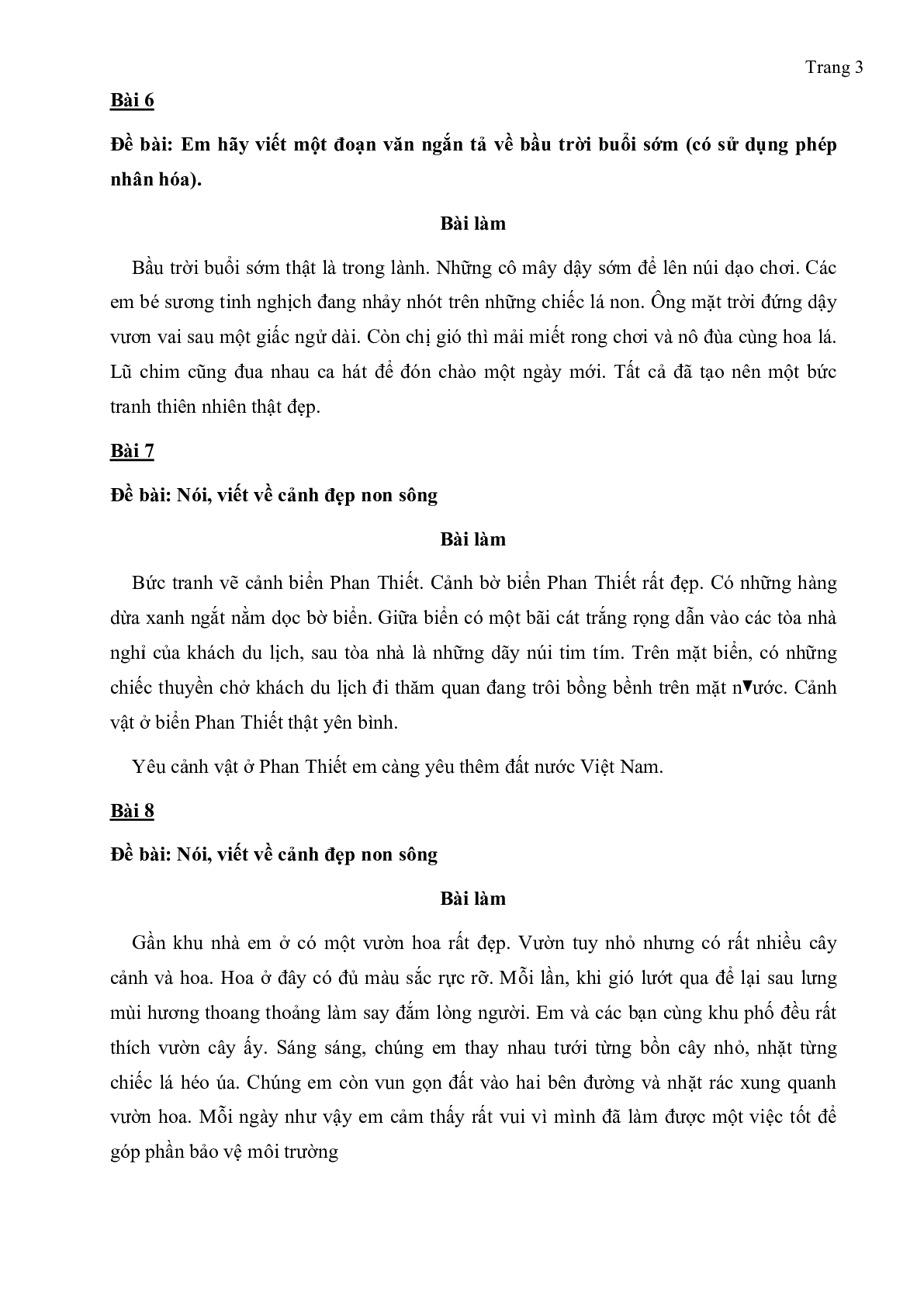 Top 50 bài văn mẫu môn Tiếng Việt lớp 3 (trang 3)