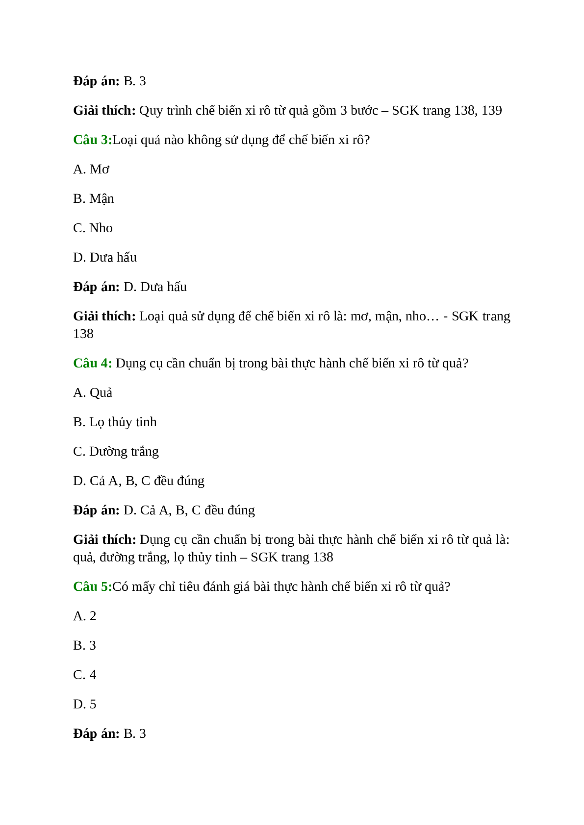 Công nghệ 10 Bài 45: Thực hành: Chế biến xi rô từ quả (trang 3)