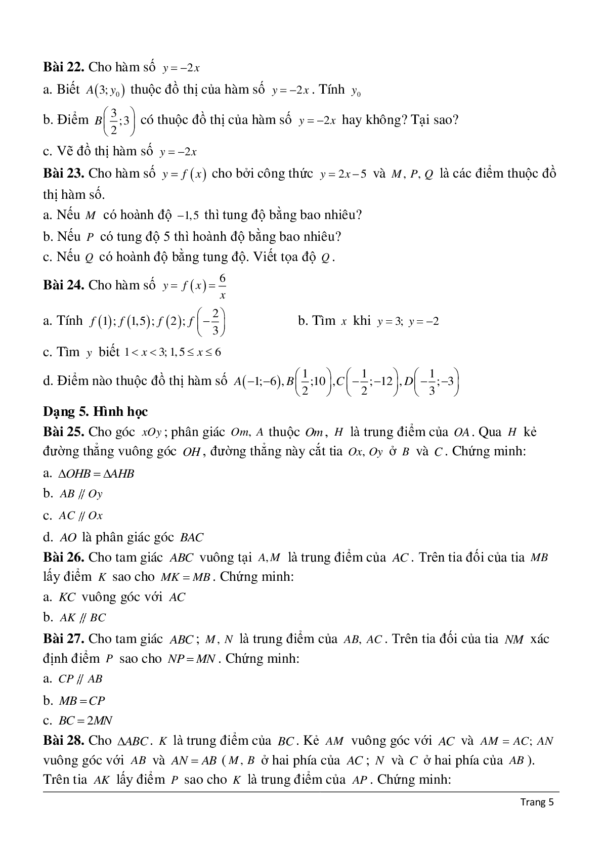 Đề cương ôn tập học kì 1 môn toán lớp 7 (trang 5)