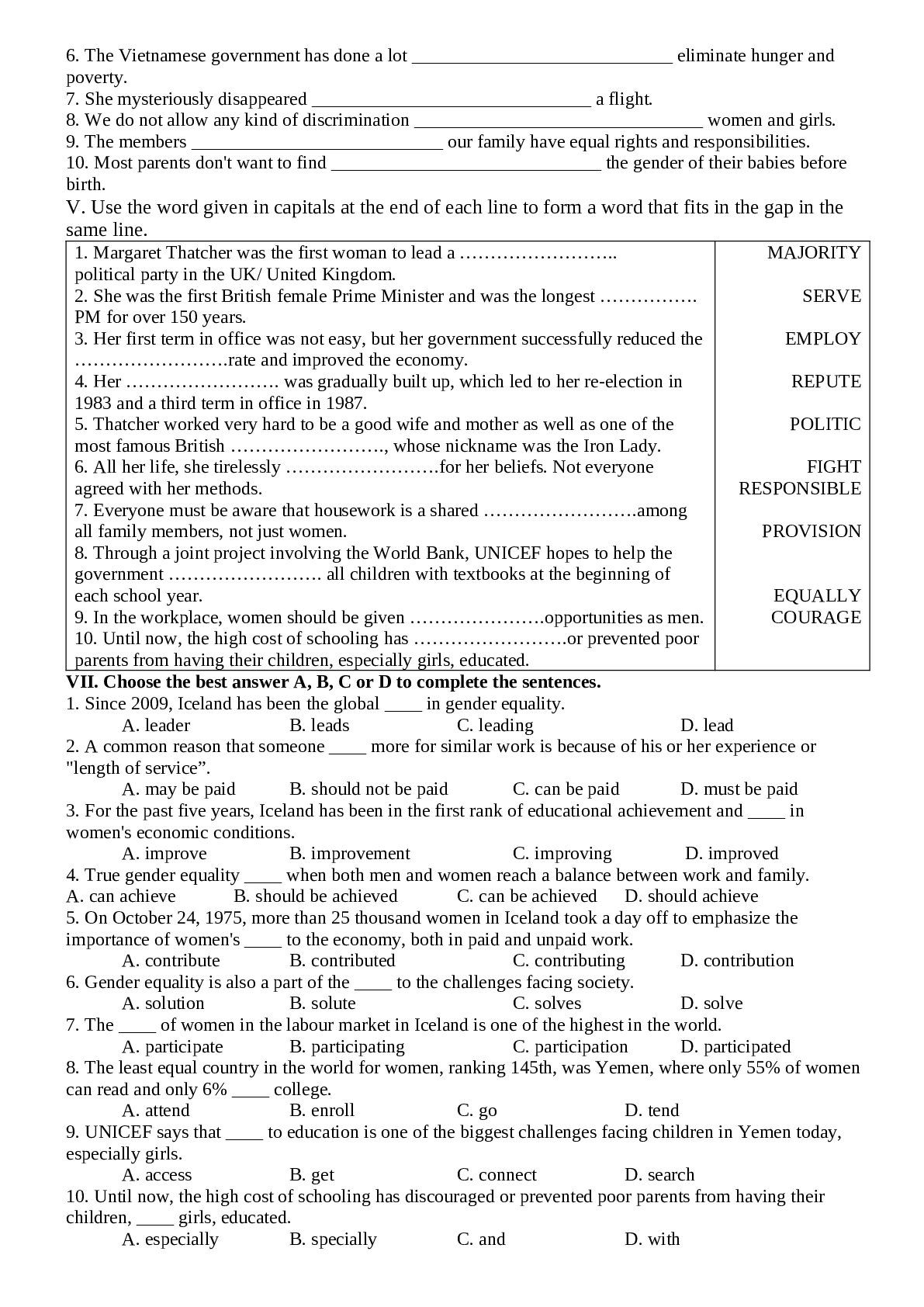 Đề cương ôn tập Tiếng Anh 10 giữa học kì 2 chọn lọc (trang 8)