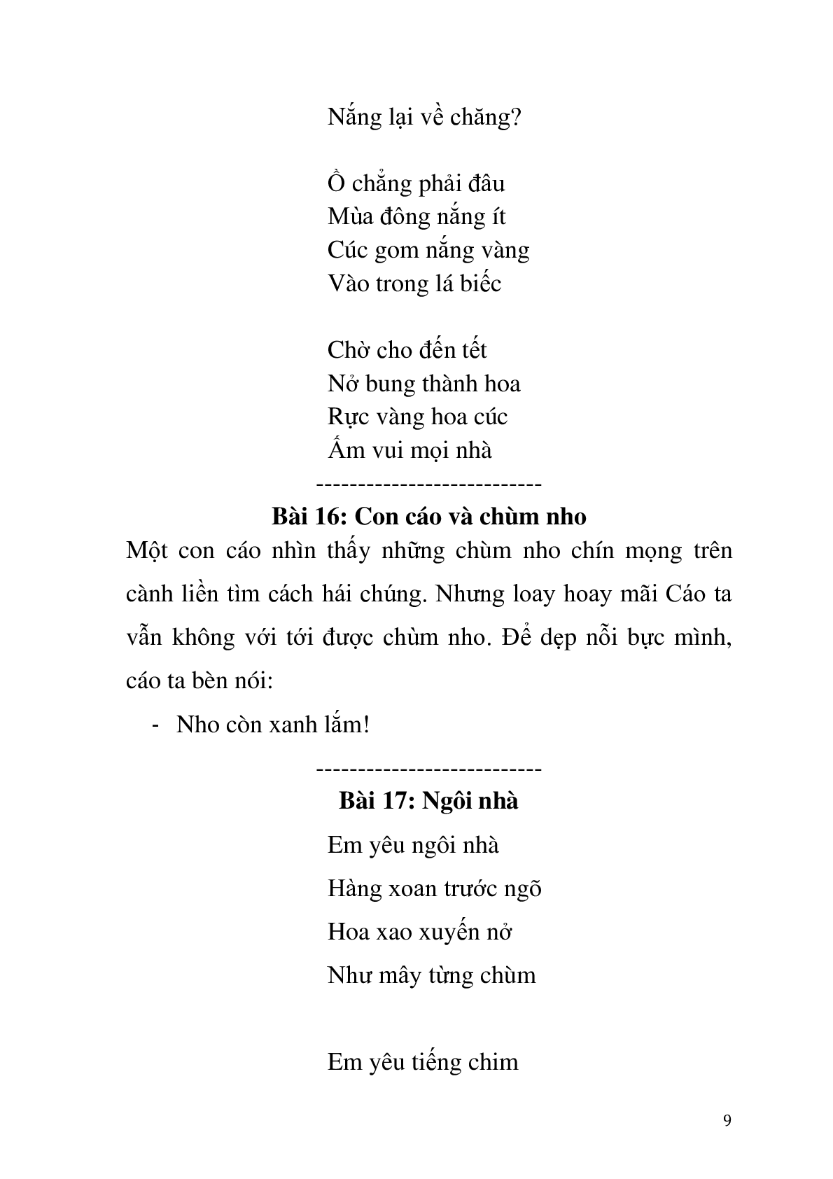 Tập đọc cho bé môn Tiếng Việt lớp 1 (trang 9)