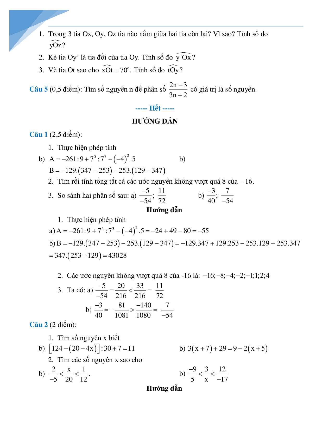 Bộ đề thi giữa kì 2 môn toán lớp 6 các trường Hà Nội (trang 8)