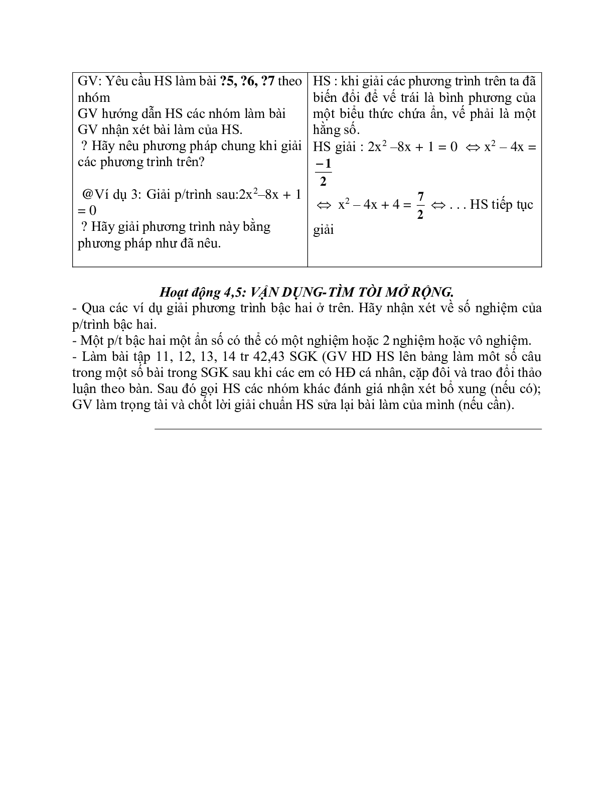 Giáo án Phương trình bậc hai một ẩn (2023) mới nhất - Toán 9 (trang 3)