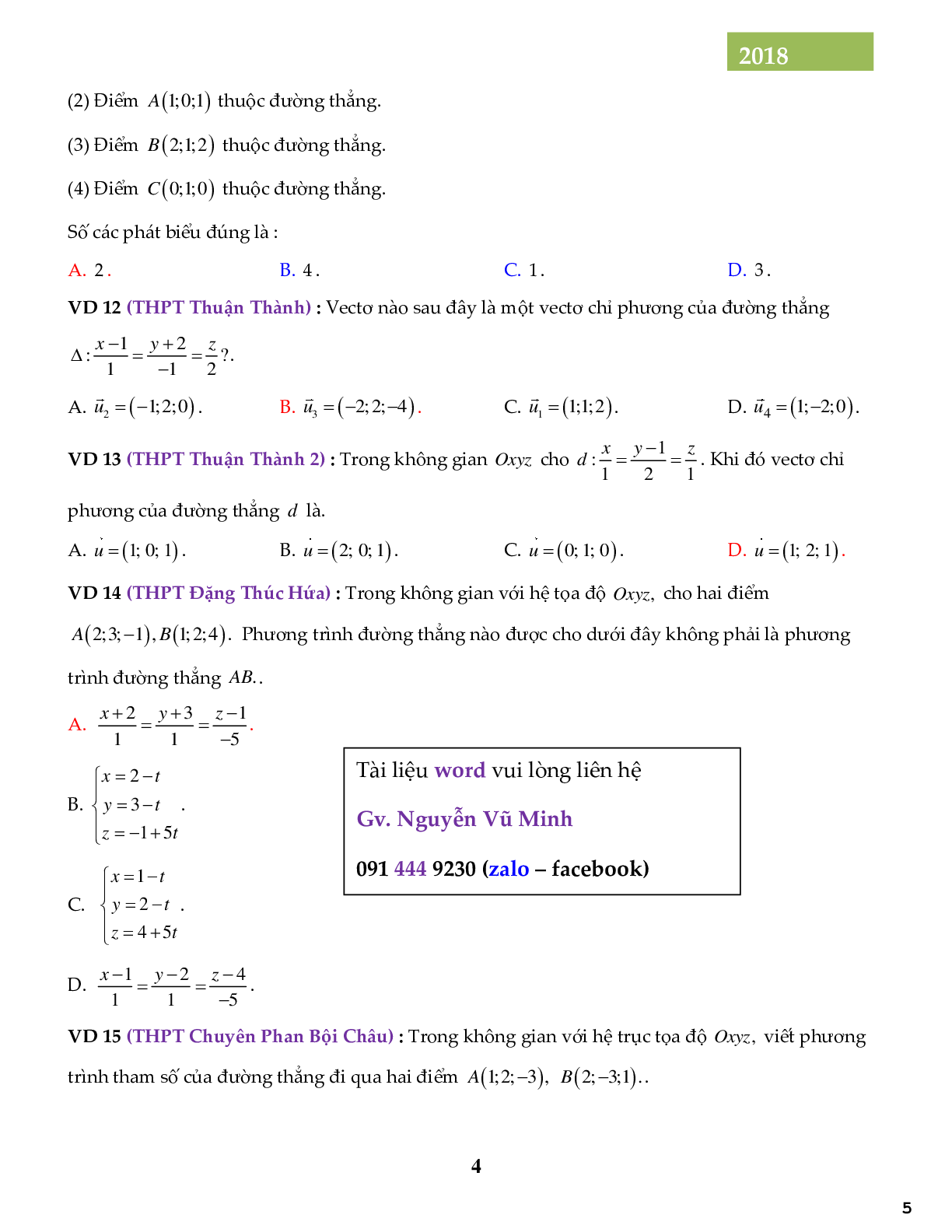 Chuyên đề phương pháp tọa độ trong không gian tập 2 (trang 5)