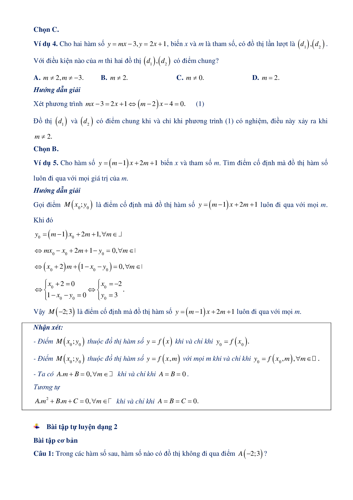 Chuyên đề hàm số bậc nhất và hàm số bậc 2 - Đại số 10 (trang 9)