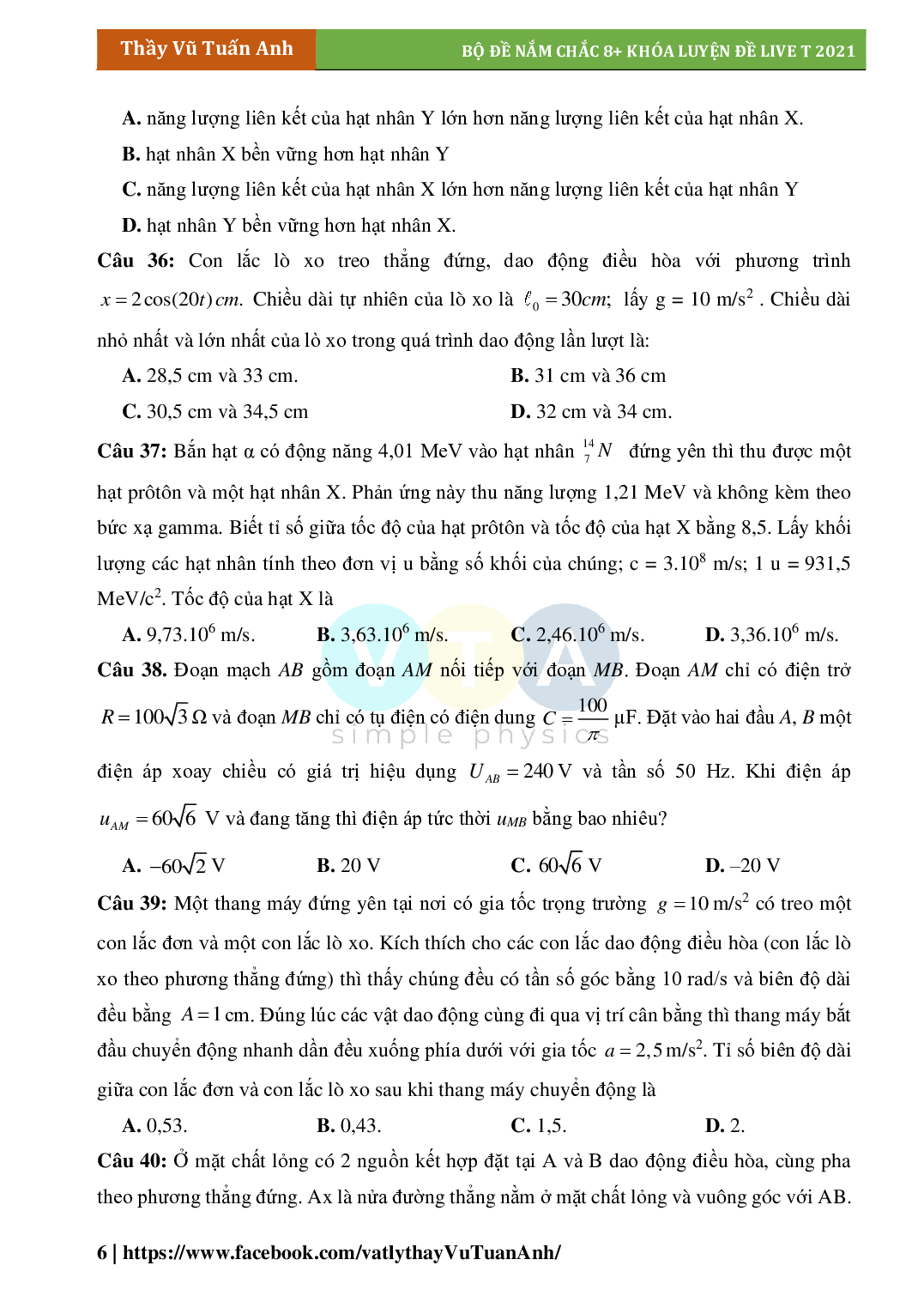 Bộ 10 Đề Ăn Chắc 8+ Môn Vật Lý Lớp 12 (trang 6)