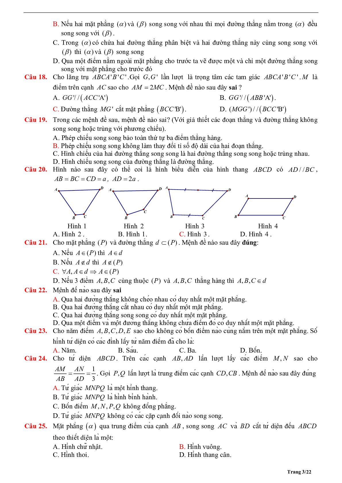 Phương pháp giải về Quan hệ song song trong không gian 2023 (lý thuyết và bài tập) (trang 3)