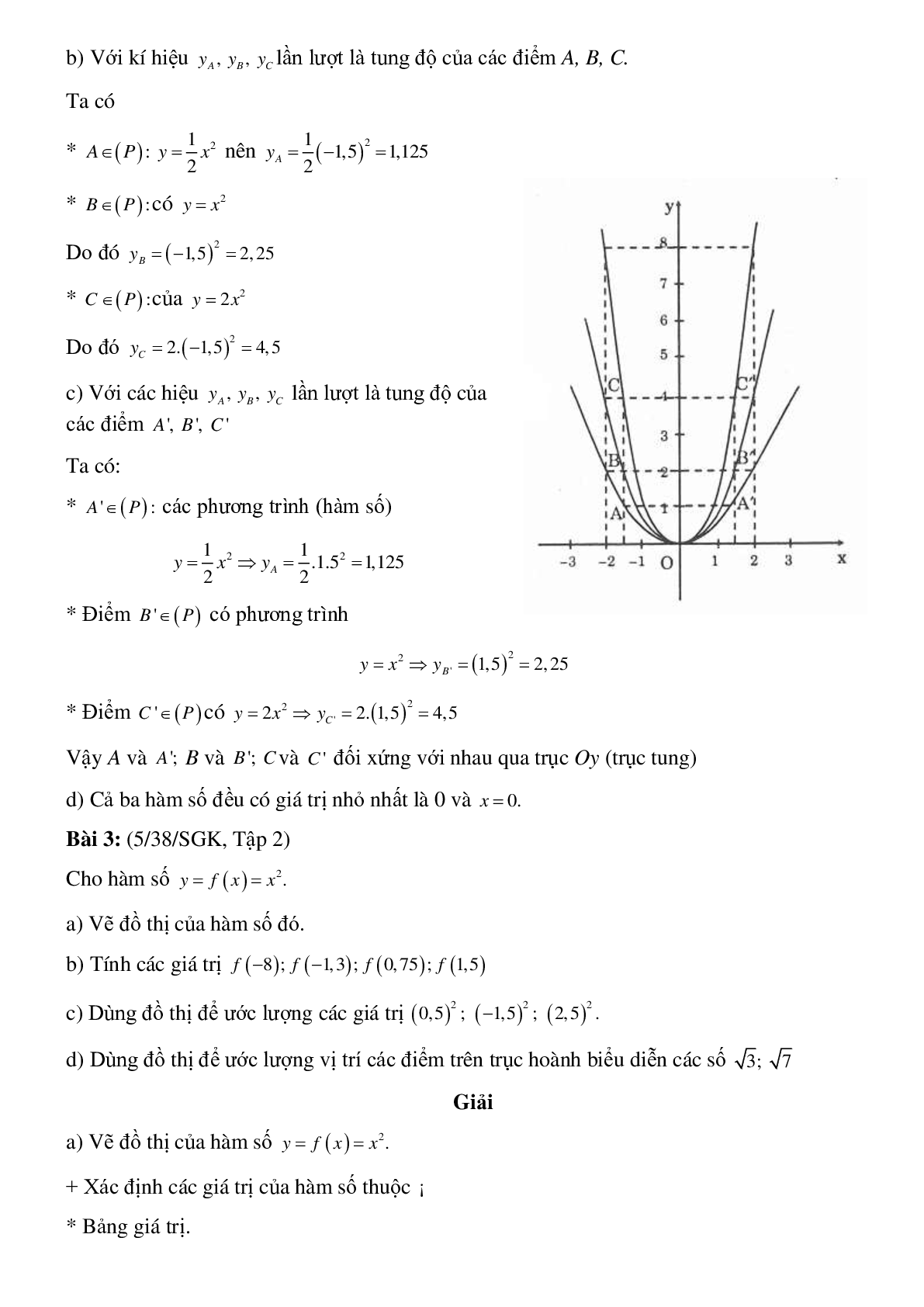 50 Bài tập Đồ thị hàm số y = ax^2 (a ≠ 0) (có đáp án)- Toán 9 (trang 3)