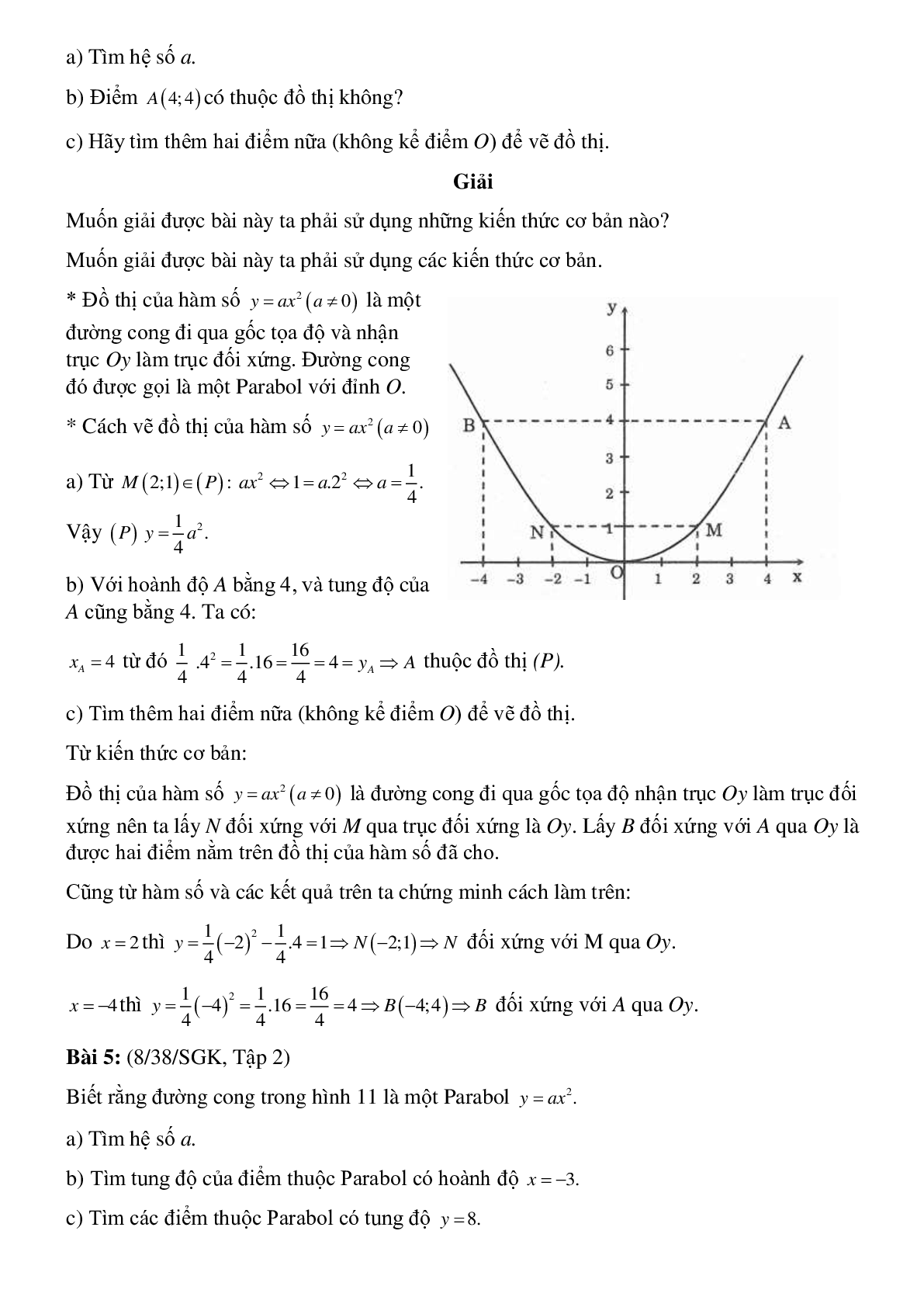 50 Bài tập Đồ thị hàm số y = ax^2 (a ≠ 0) (có đáp án)- Toán 9 (trang 5)