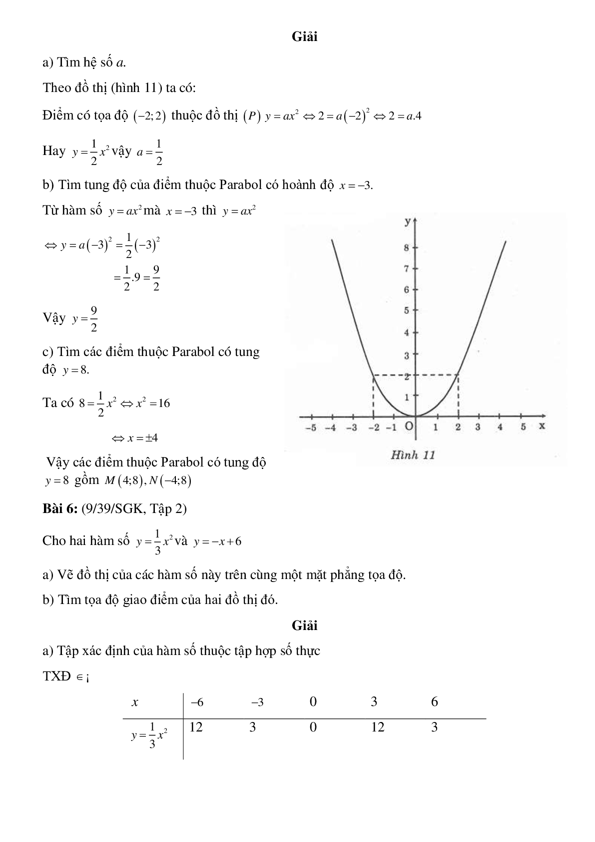 50 Bài tập Đồ thị hàm số y = ax^2 (a ≠ 0) (có đáp án)- Toán 9 (trang 6)