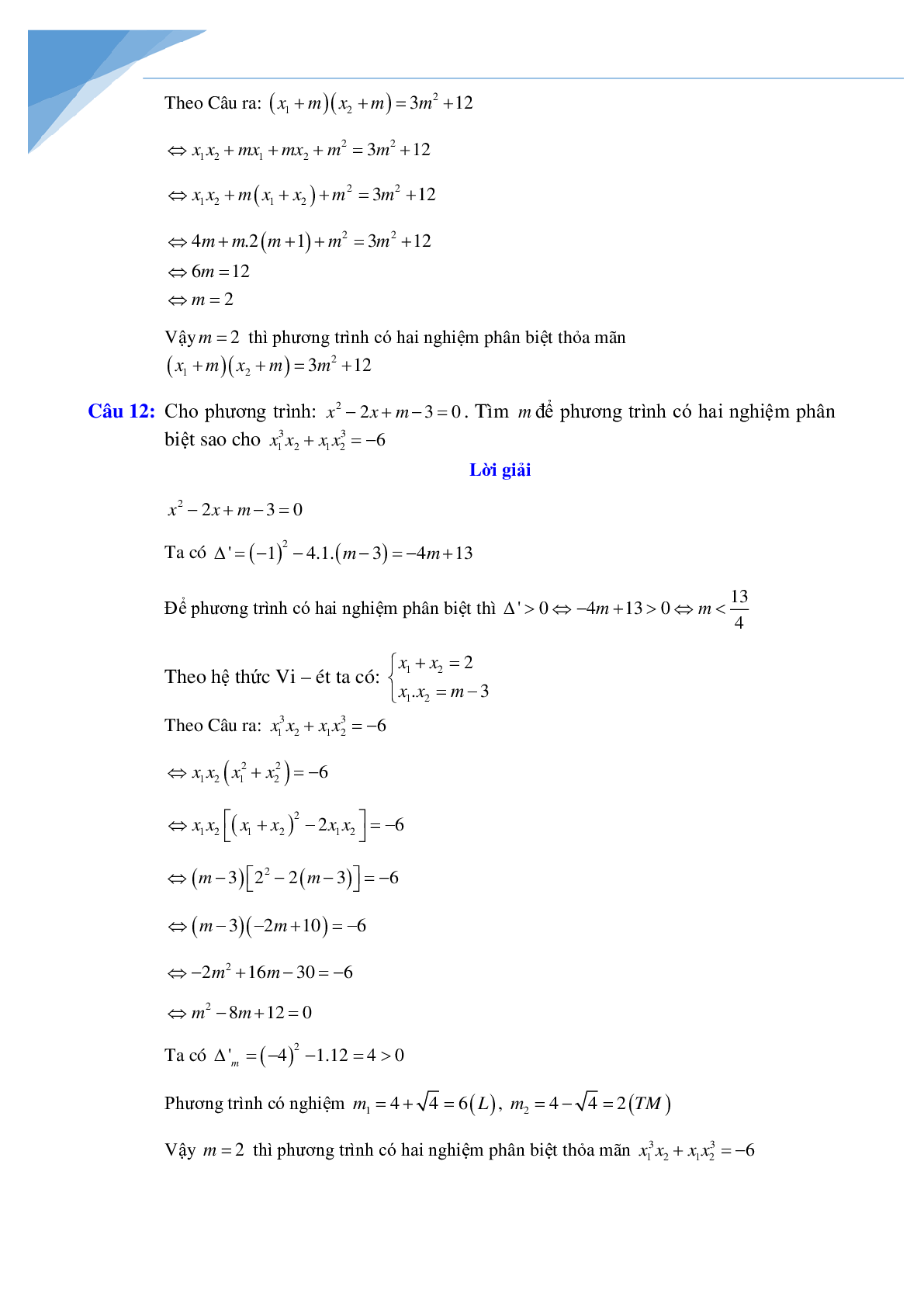 Chuyên đề vi-et luyện thi vào lớp 10 môn toán (trang 10)