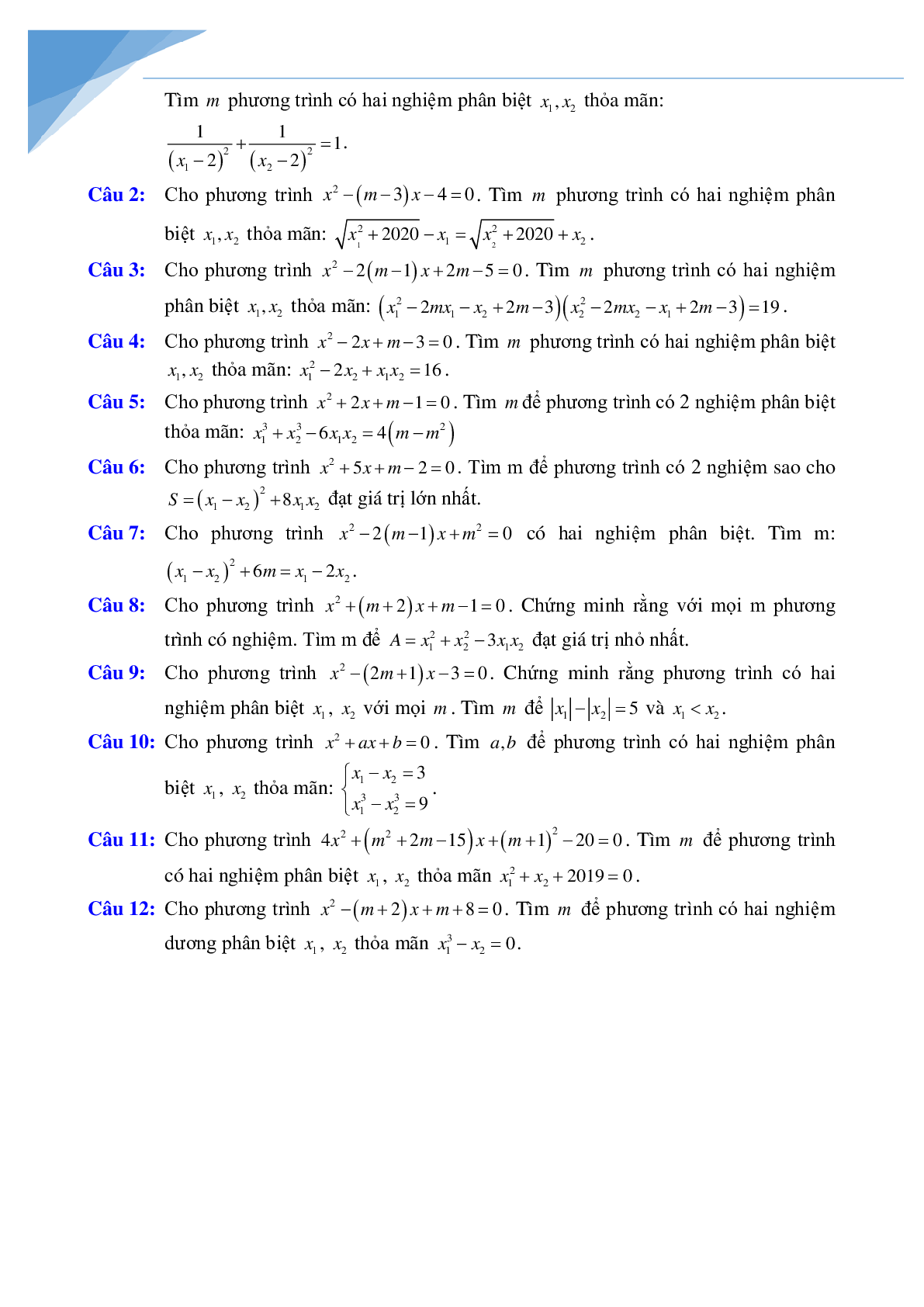 Chuyên đề vi-et luyện thi vào lớp 10 môn toán (trang 3)