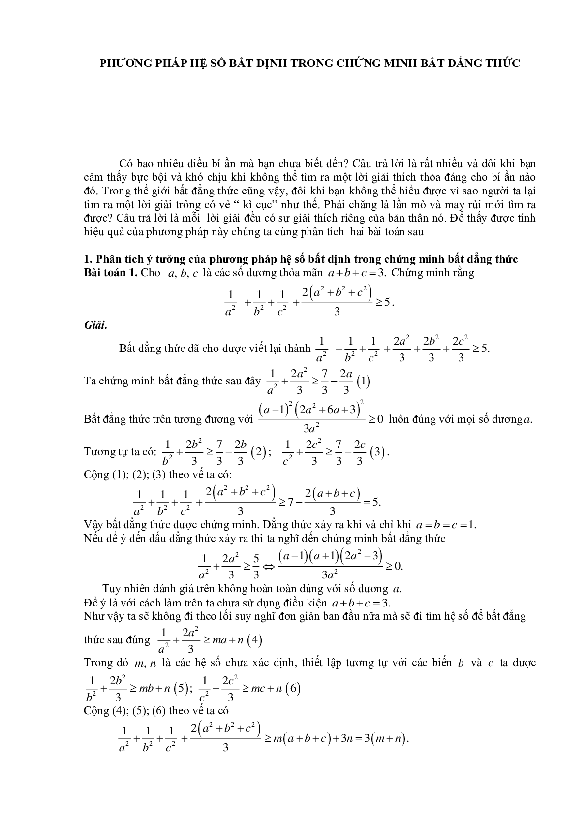 Phương pháp hệ số bất định trong chứng minh bất đẳng thức (trang 1)