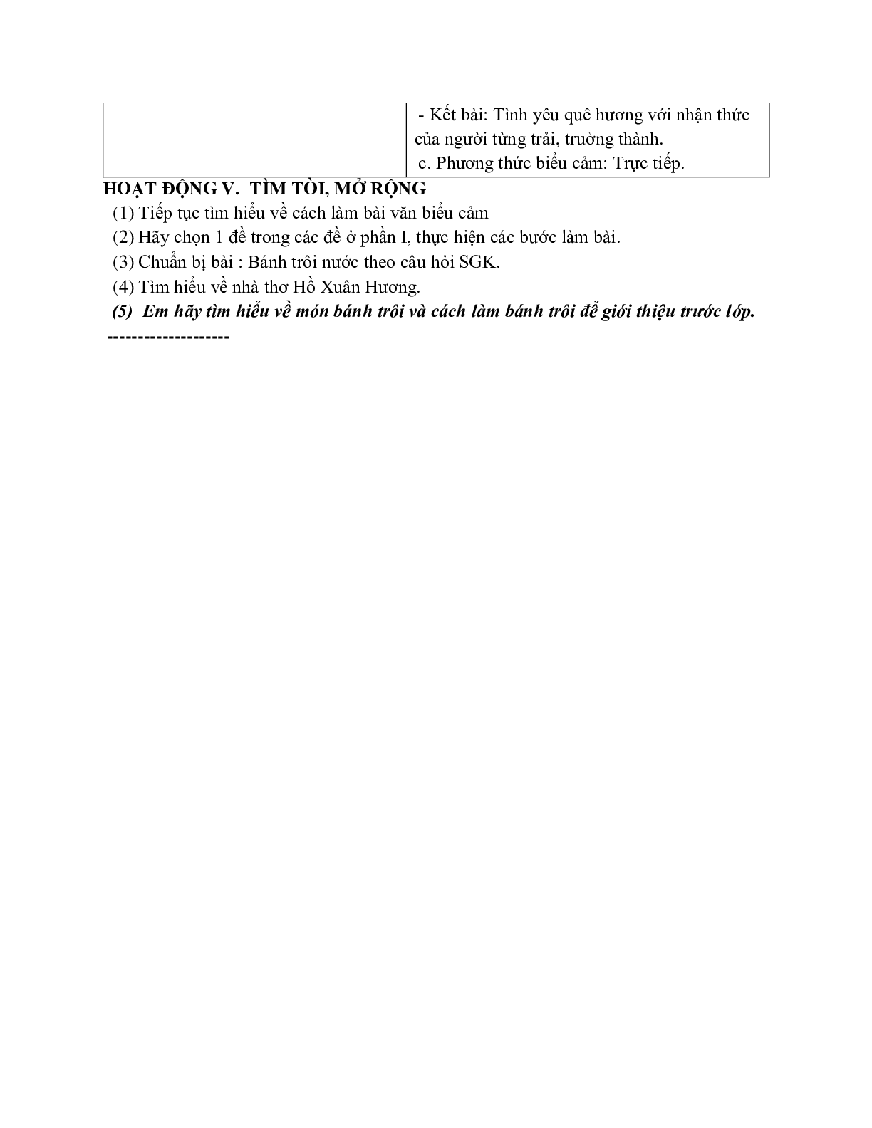 Giáo án ngữ văn lớp 7 Tuần 7 Tiết 25: Đề văn biểu cảm và cách làm bài văn biểu cảm mới nhất (trang 4)