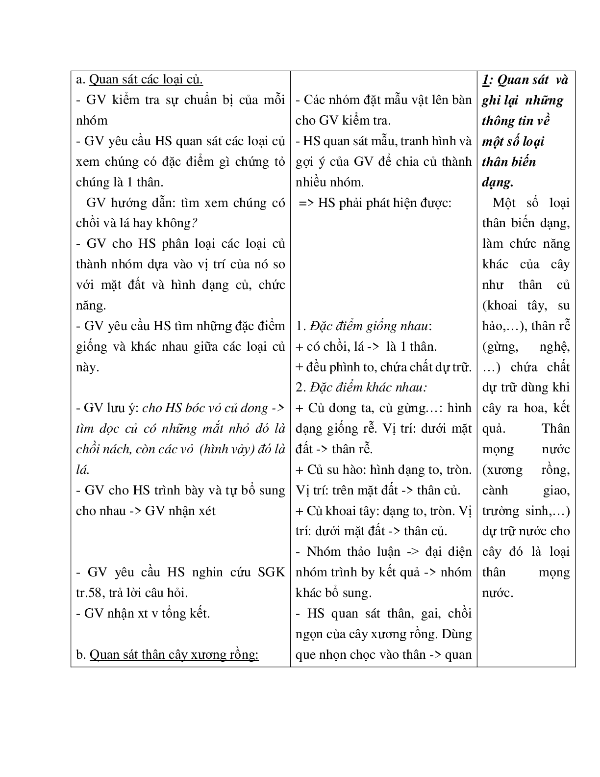 Giáo án Sinh học 6 Bài 18: Biến dạng của thân mới nhất - CV5555 (trang 3)