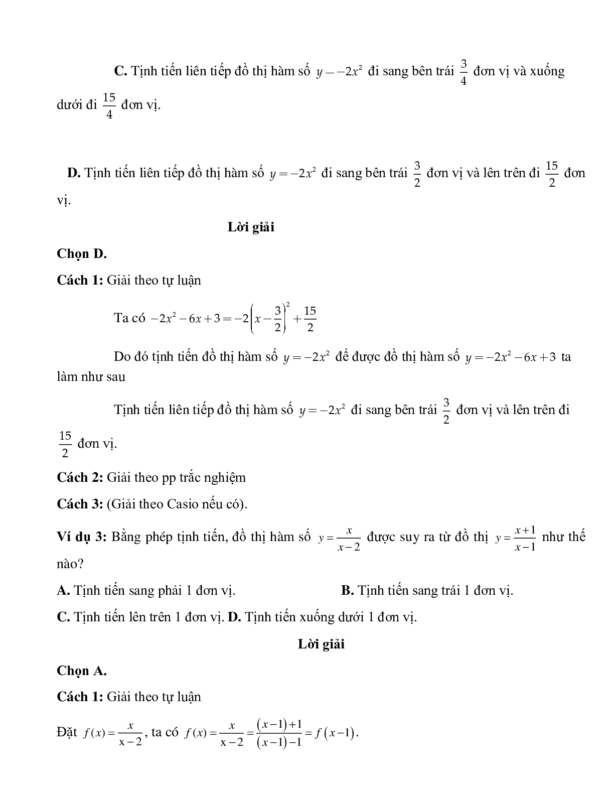 Bài tập tự luyện tịnh tiến đồ thi song song với trục toạ độ Toán 10 (trang 2)