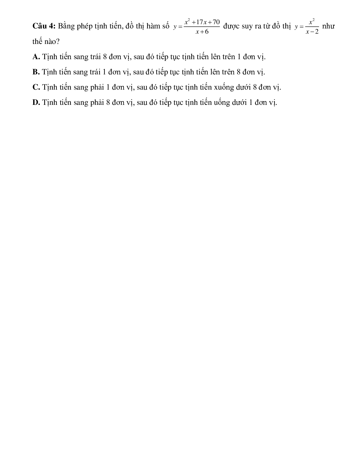 Bài tập tự luyện tịnh tiến đồ thi song song với trục toạ độ Toán 10 (trang 4)