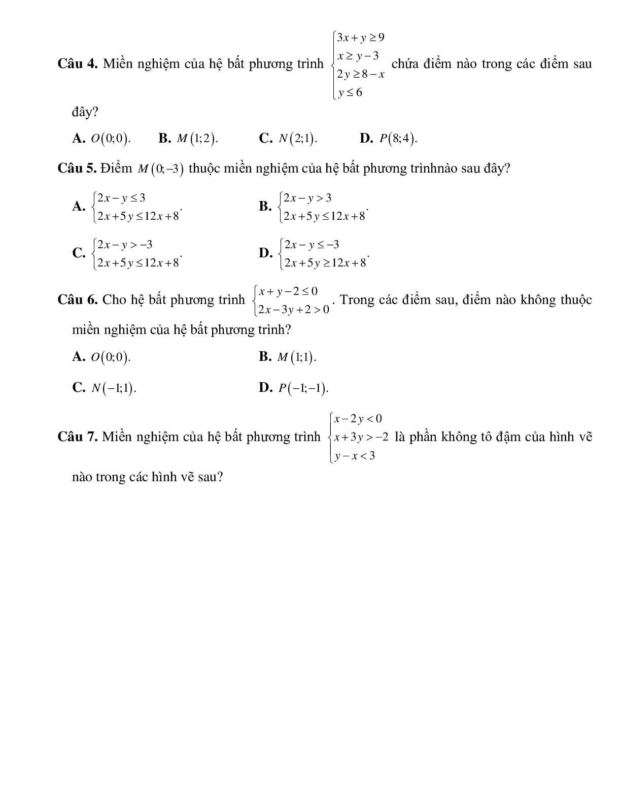Bài tập hệ bất phương trình bậc nhất hai ẩn Toán 10 (trang 2)