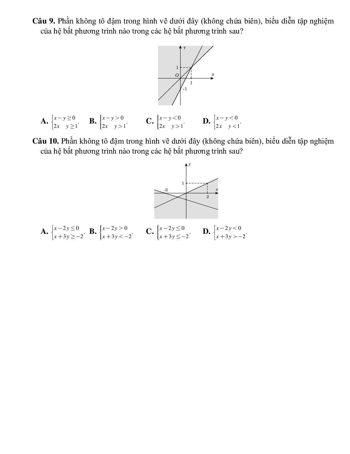 Bài tập hệ bất phương trình bậc nhất hai ẩn Toán 10 (trang 4)