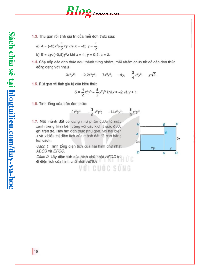 Toán lớp 8 Tập 1 Kết nối tri thức pdf (trang 10)