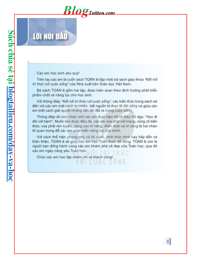 Toán lớp 8 Tập 1 Kết nối tri thức pdf (trang 3)